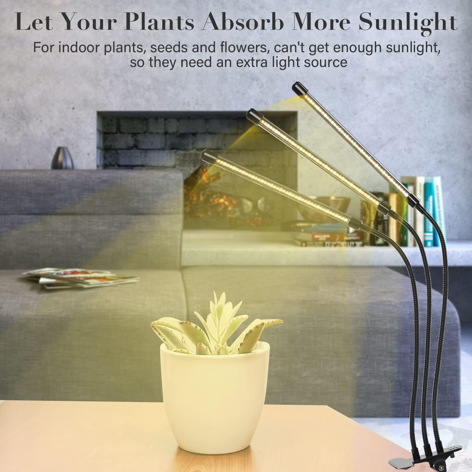 iPower Grow Light Plant Lights for Indoor Plants, Full Spectrum Growing Lamp, 5 Dimmable Levels Auto ON & Off with 4/8/12H Timer