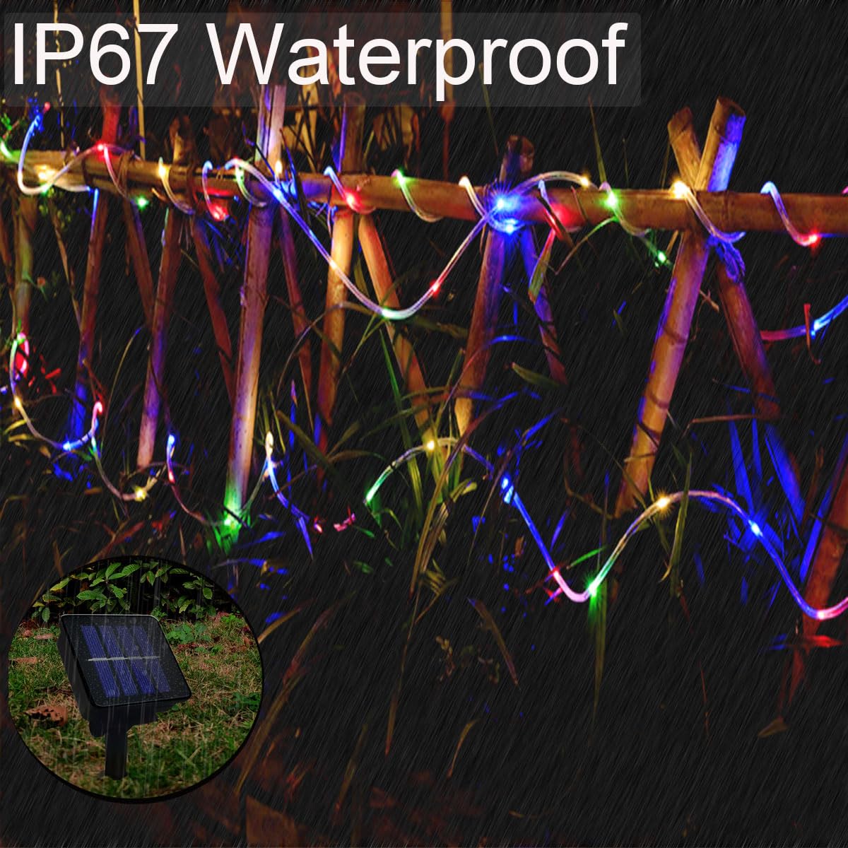 LHYLDS Solar Rope Lights - 39FT 100LED Waterproof Fairy Lights, Multicolor, PVC Tube, 8 Modes for Outdoor Decor, Camping, and Holidays