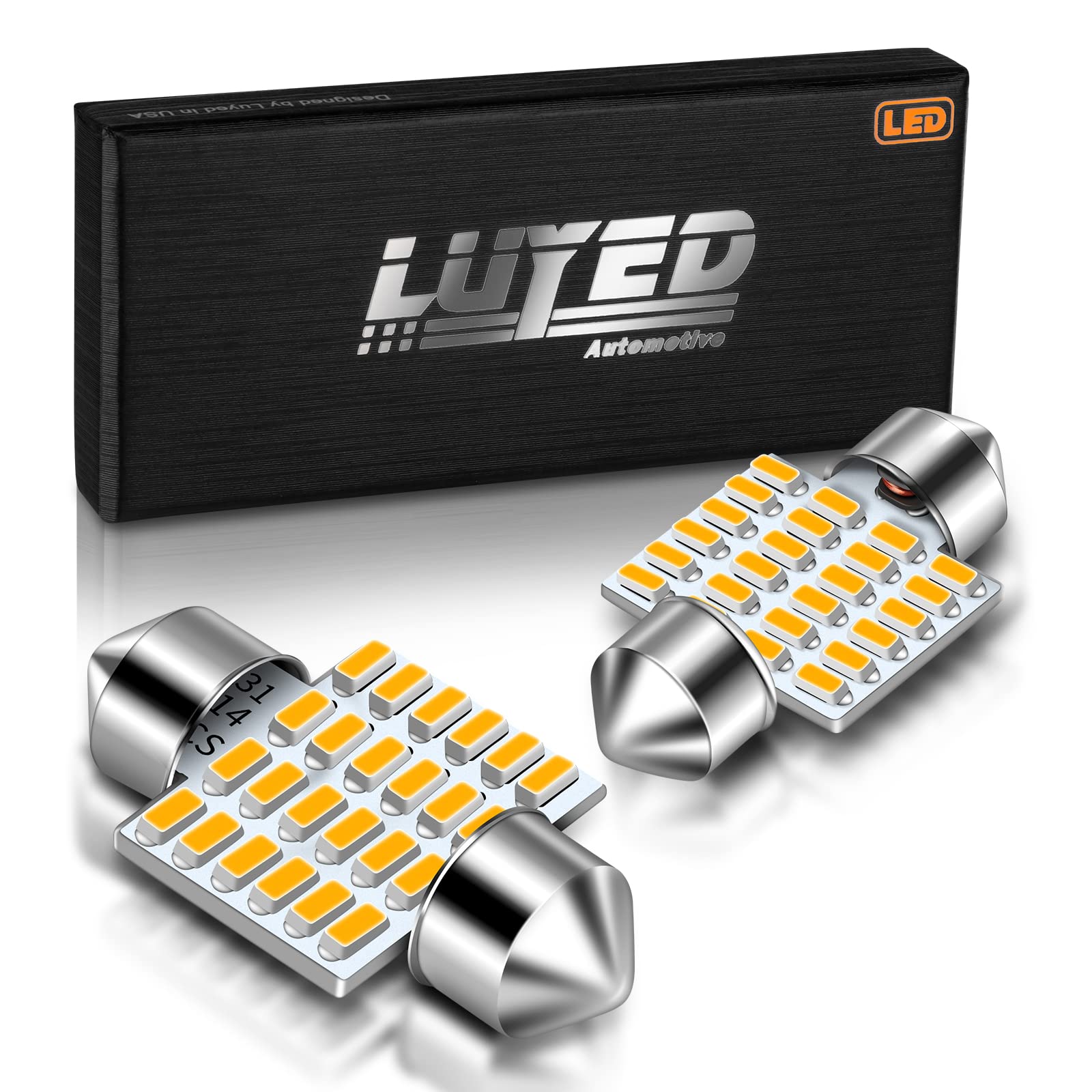 LUYED DE3175 LED Bulbs Warm White Canbus Error Free 1.25 inches DE3021 DE3022 3175 LED Bulbs for Interior Map Dome Lights and Li