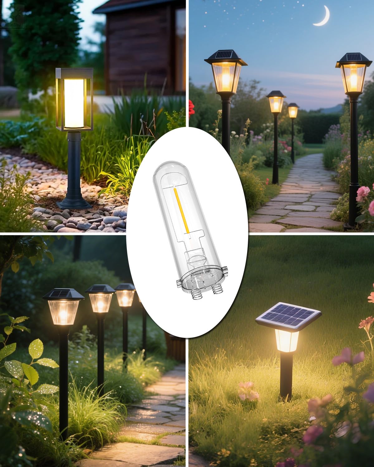 Trustwheel Outdoor Solar Light Bulb Replacement - 2 Pack Warm White 3000K Solar Garden Light Bulbs Dc 3V 0.5W Hampton Bay Replacement Bulb For Lanscape Garden Yard Patio Walkway Lighting