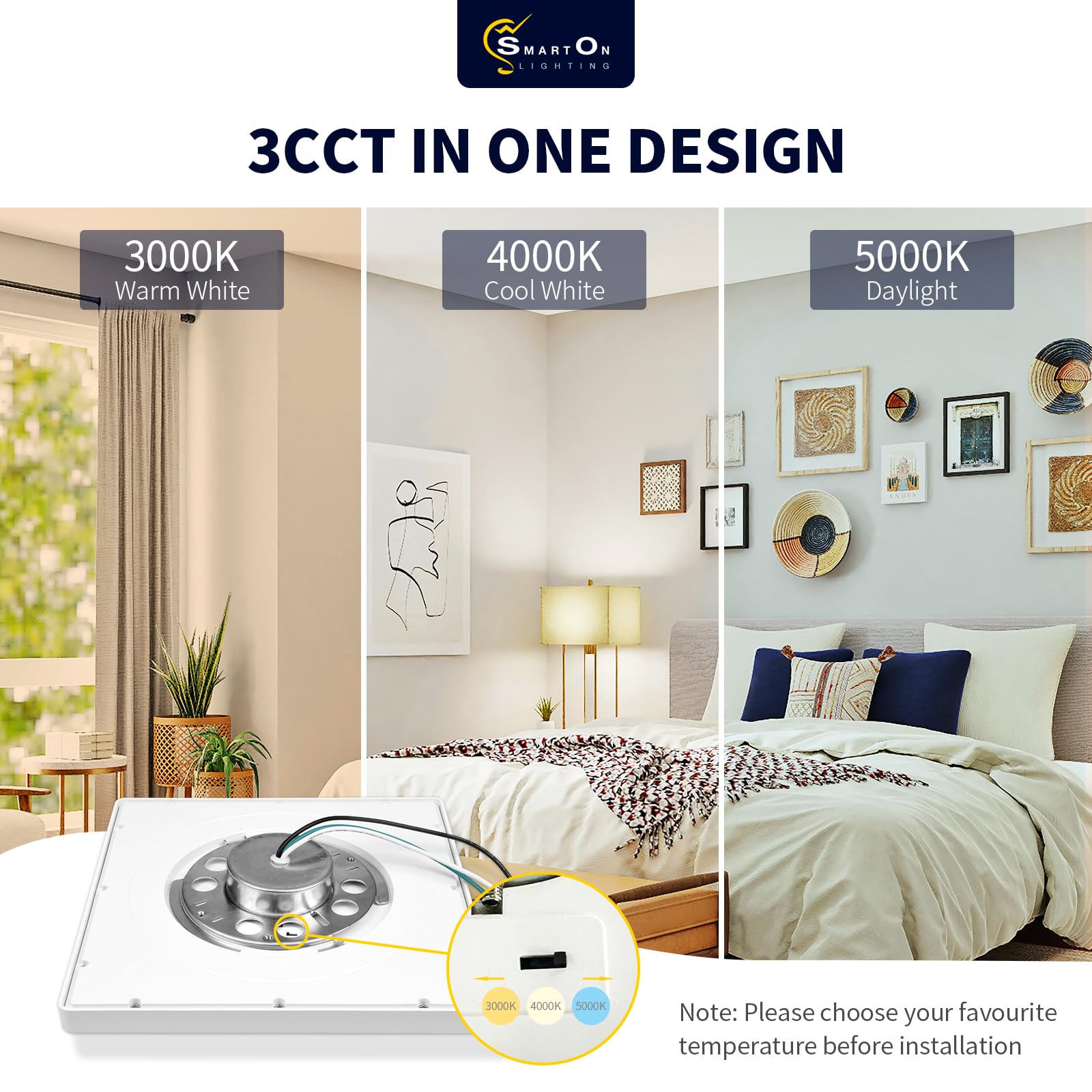 Mw 7 Inch Square Led Flush Mount Ceiling Light, Slim Led Ceiling Lights, Dimmable 12W, 3000K/4000K/5000K Adjustable, Low Profile