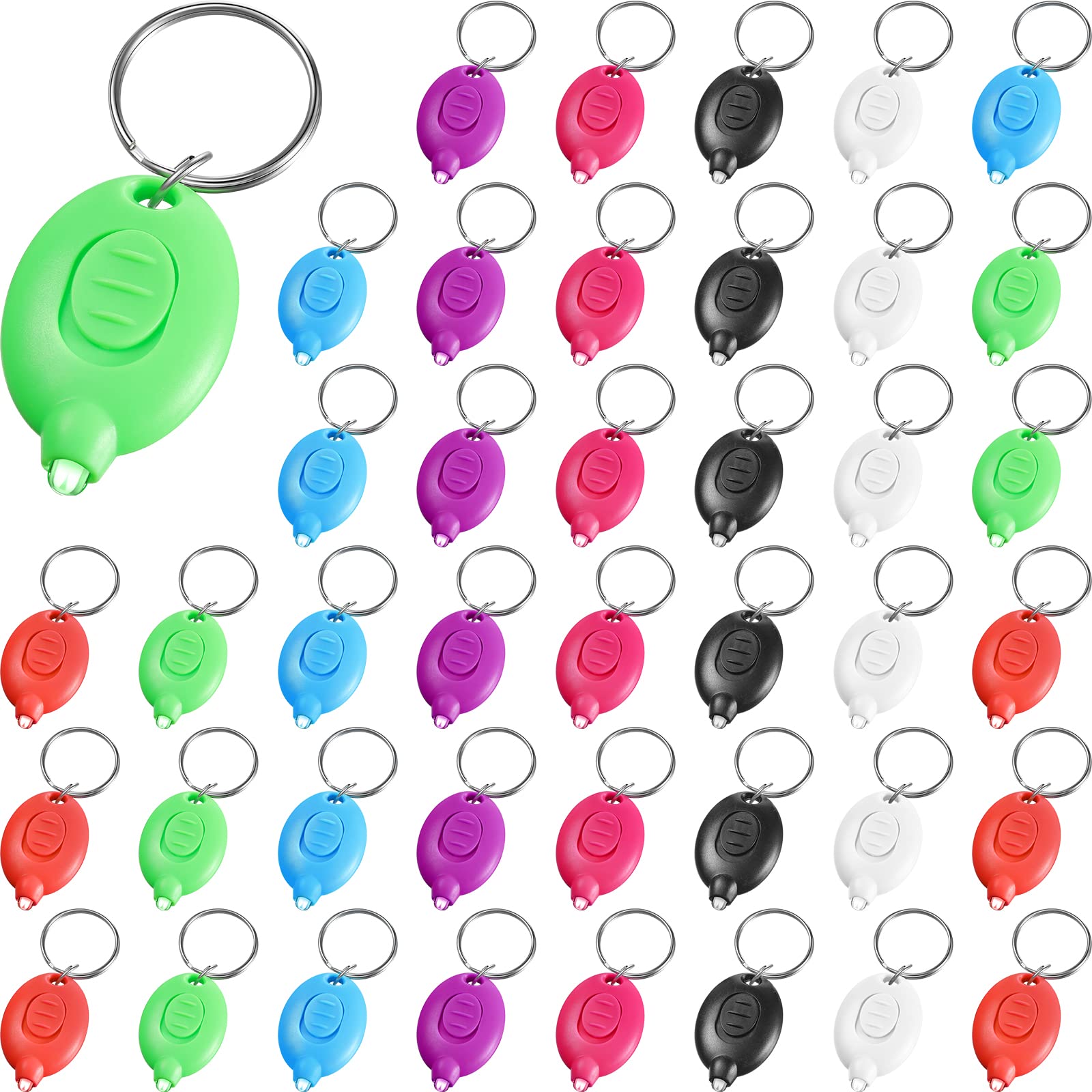 Hicarer Mini Keychain LED Flashlight Badge Lights, 42 Pcs, Multicolor, Plastic, Model Hicarer-Beam Shell-097, Batteries Included