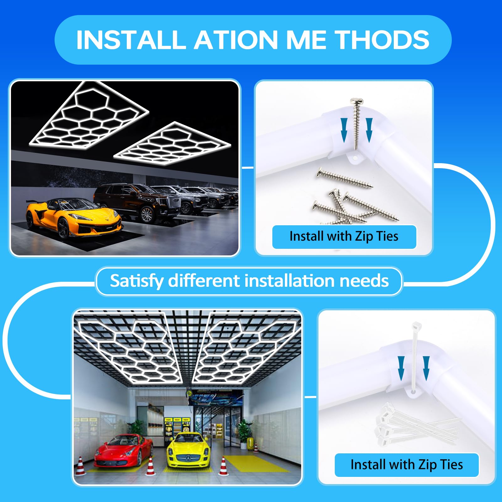 Updated Bigger Size Hexagon Led Garage Light: 108000Lm Ultra-Bright, Hexagon Led Lights For Garage Warehouse Workshop Gym Baseme