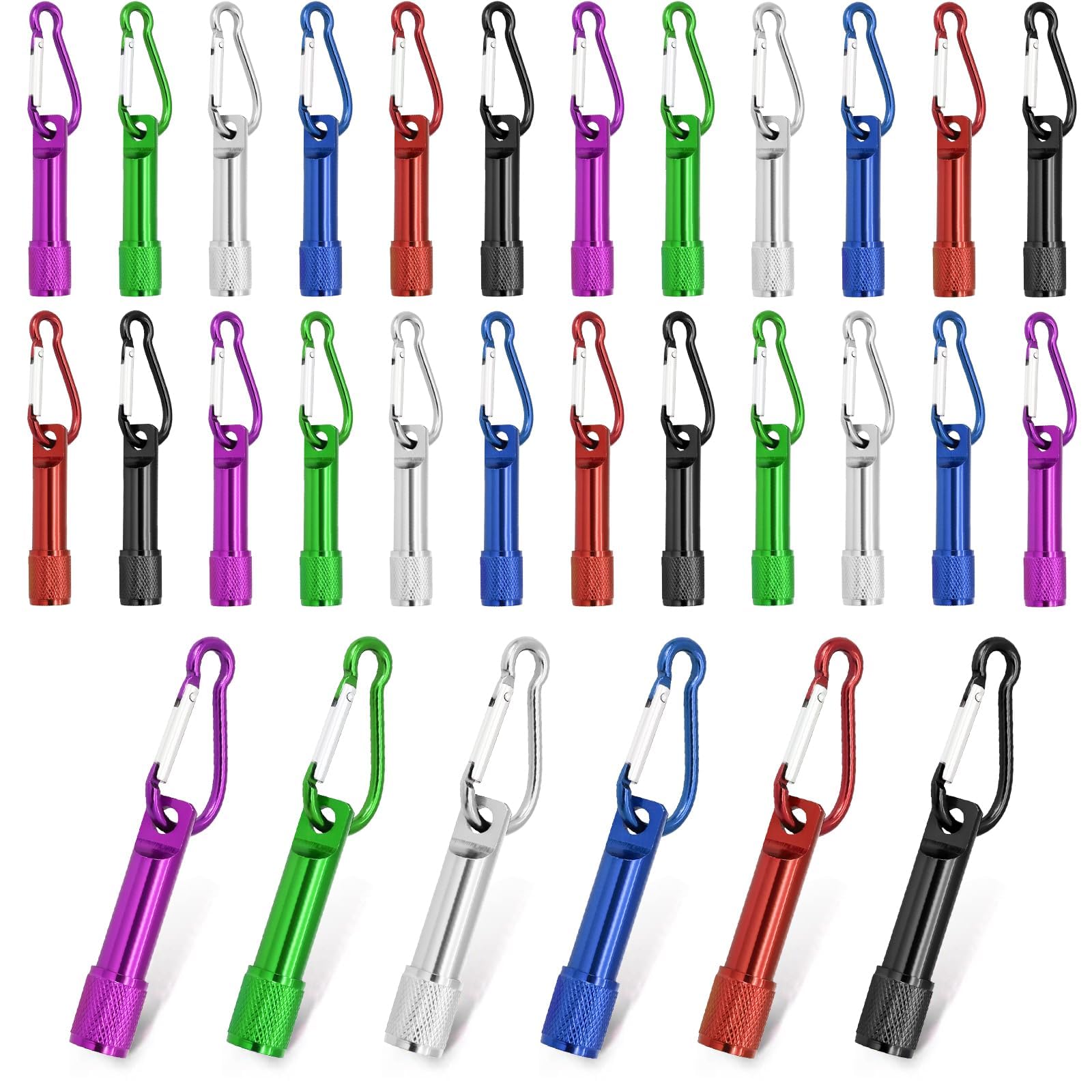 CZBRO 30 Pack Mini Keychain Flashlights Bulk  Ultra-Bright LED Metal Carabiner Clip Lights Compact Emergency Lights for Camping  Hiking  Cycling  Survival Kits(30)