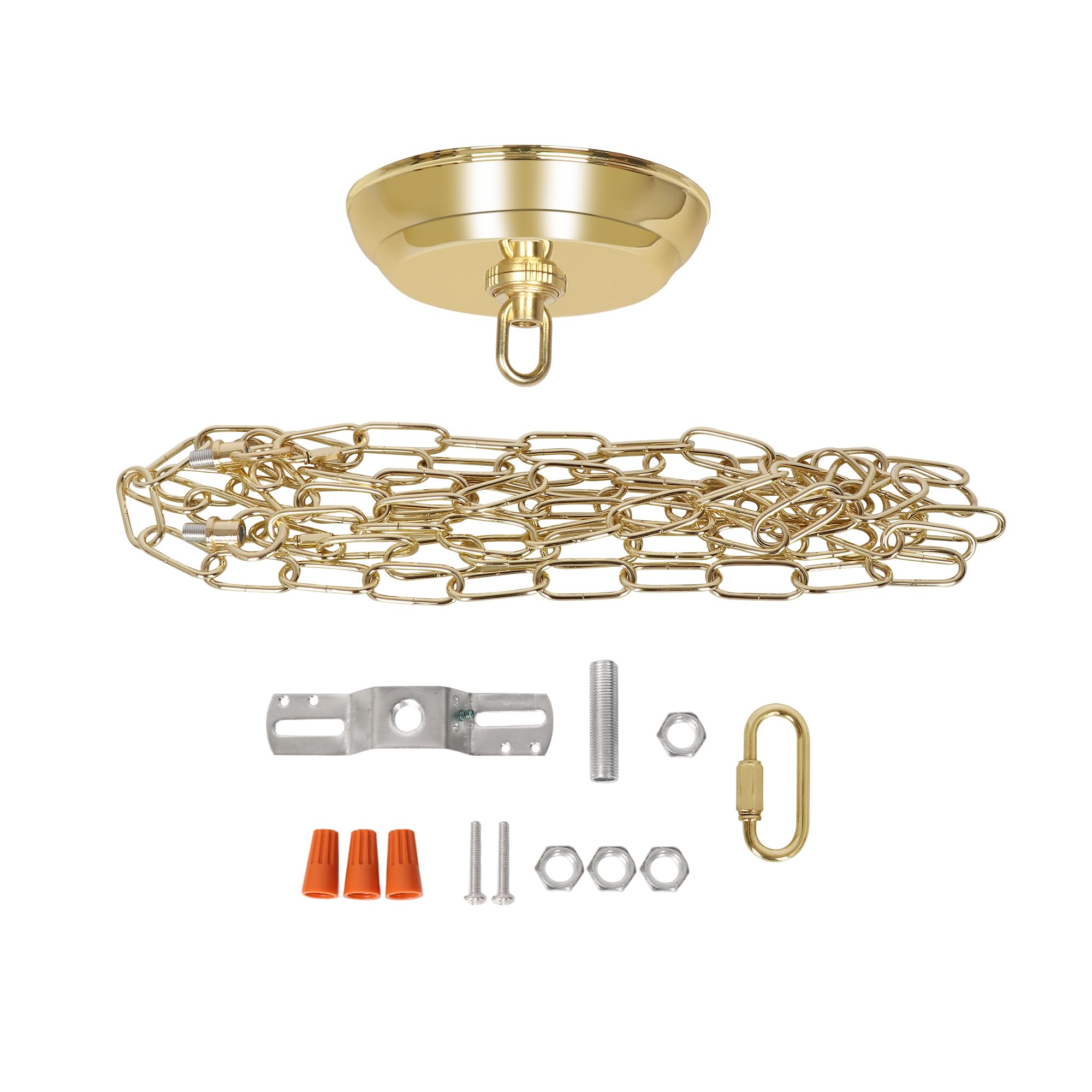 Eumyviv Heavy Duty Gold Chain with 5in Canopy Kit, Chandelier Light Fixture Mounting Bracket, Model L0019
