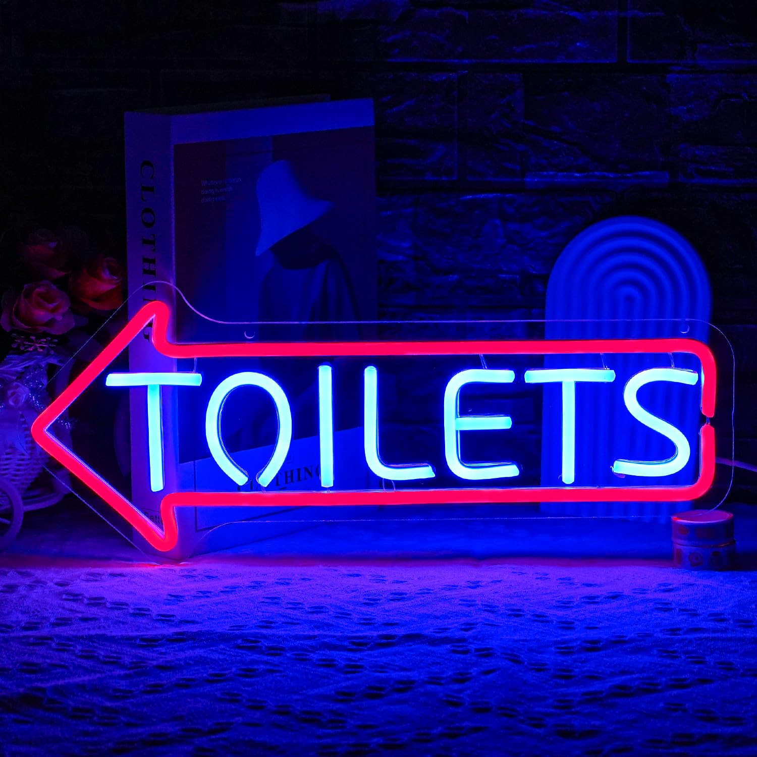 LULANMP Neon Sign for Toilets - LED Wall Decor for Bathroom, Restroom, Hotels, and Bars - 16.9inx6.7in, Plastic, b-red