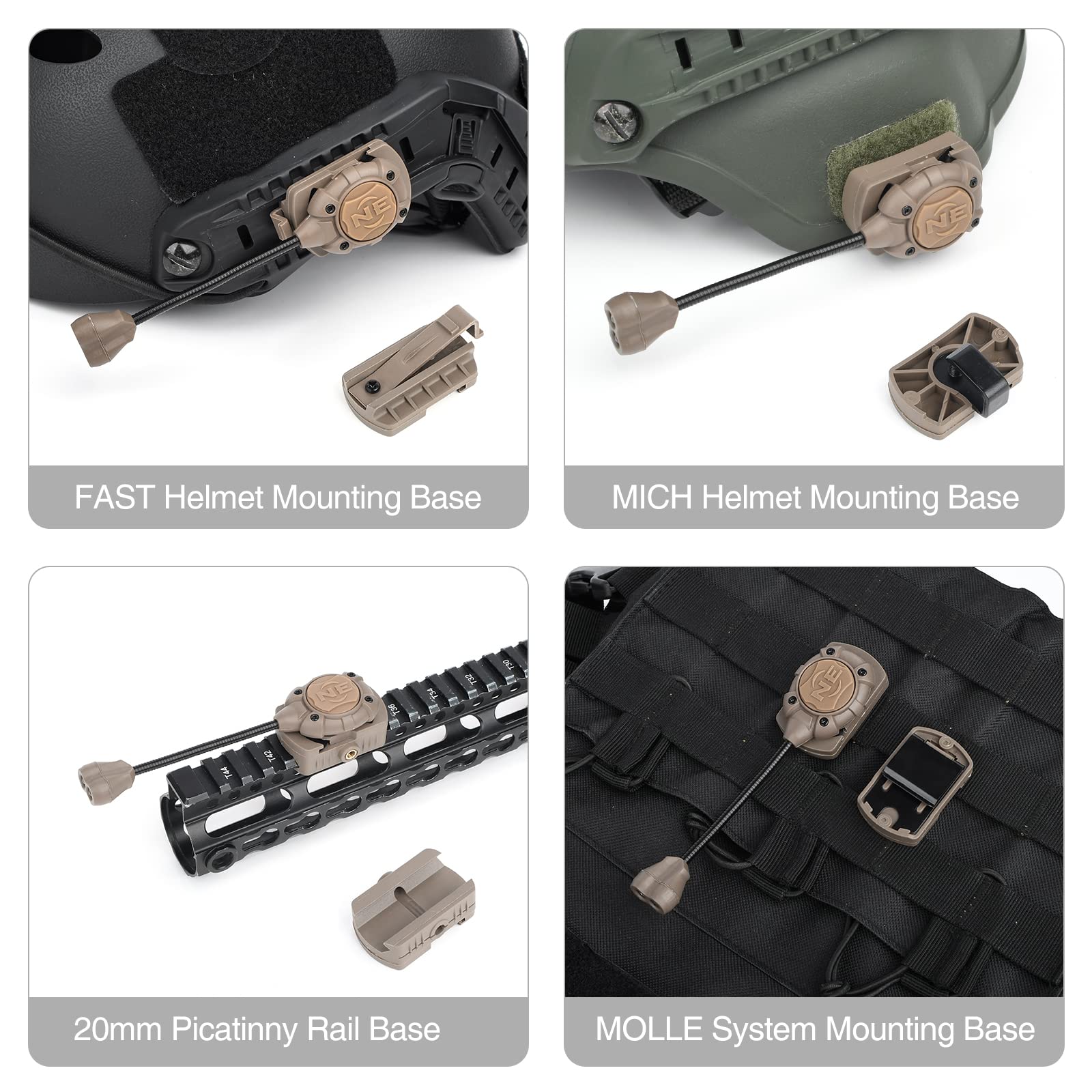 rdzzwxw Tactical Helmet Light with White Green IR LED Task Lamp, Helmet Accessories Mount for Mich Fast Helmet Molle System Pica