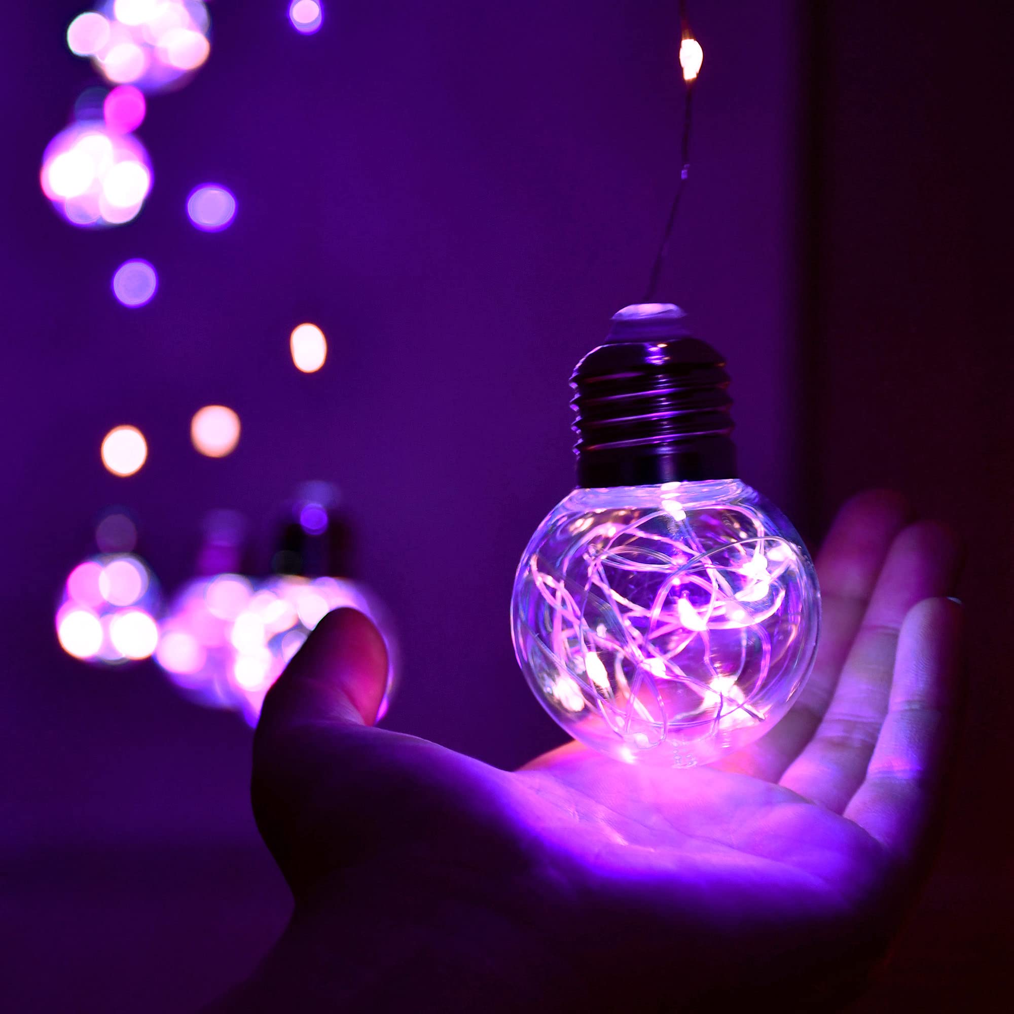 Yolight Wishing Ball Curtain Lights 200 Led Window Curtain String Lights With Remote, Usb Battery Powered Twinkle Globe Fairy Lights For Wedding Party Bedroom Halloween Christmas Decoration (Purple)