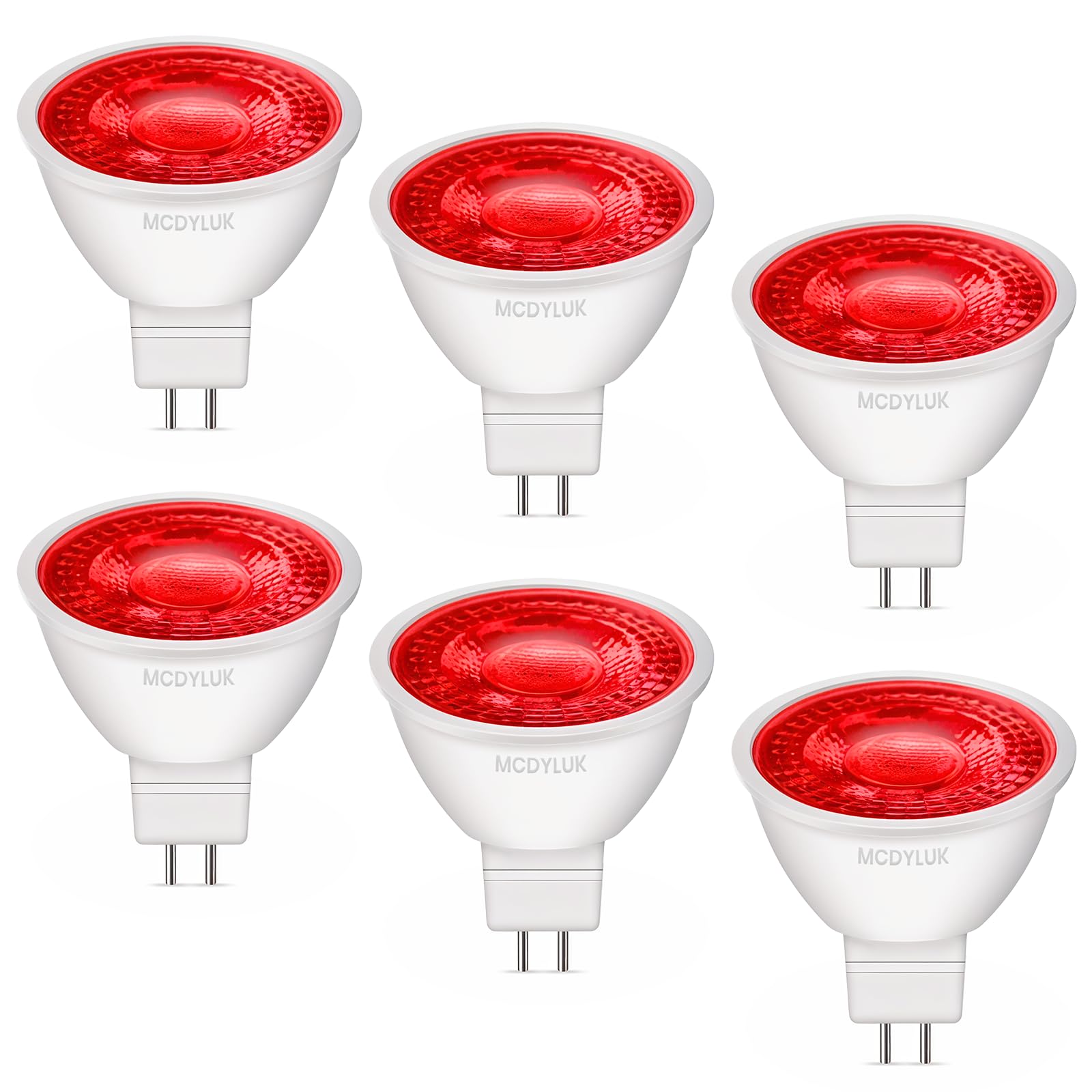 Mcdyluk Led Mr16 Red Light Bulb 4W  20W 35W 50W Halogen Equivalent  12V Low Voltage Gu5.3 Bi-Pin Led Red Bulbs For Christmas Outdoor Landscape Yard Garden Tree Pool Holiday Lighting  38 Deg  6 Pack