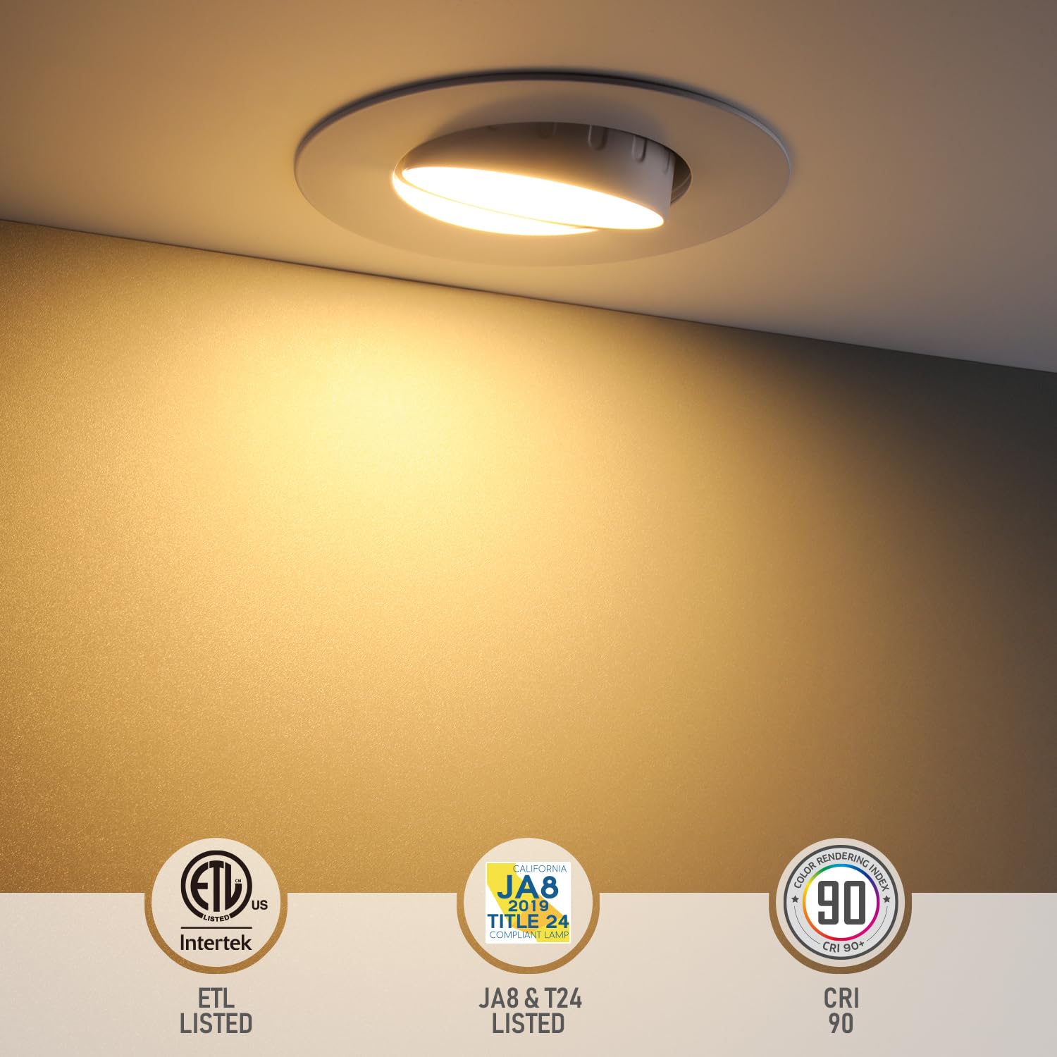 Torchstar 6 Inch 5Cct Retrofit Led Gimbal Recessed Lighting, Cri90+ Dimmable Swivel Led Directional Can Lights, 360&60 Degree Ad