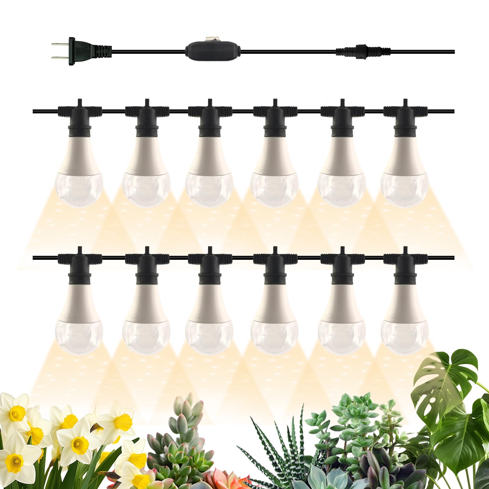 JMXULONG Grow Light Bulbs LED Growth Bulb A25 Full Spectrum String Plant Light Houseplant Growting Lamp Indoor Or Outdoor Waterp
