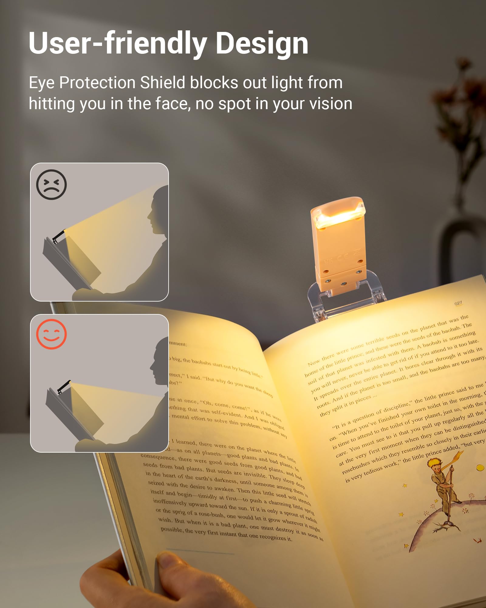 Dewenwils Usb Rechargeable Book Reading Light, Led Clip On Booklight Flexible Reading Lights In Bed, Car At Night, Warm White, B