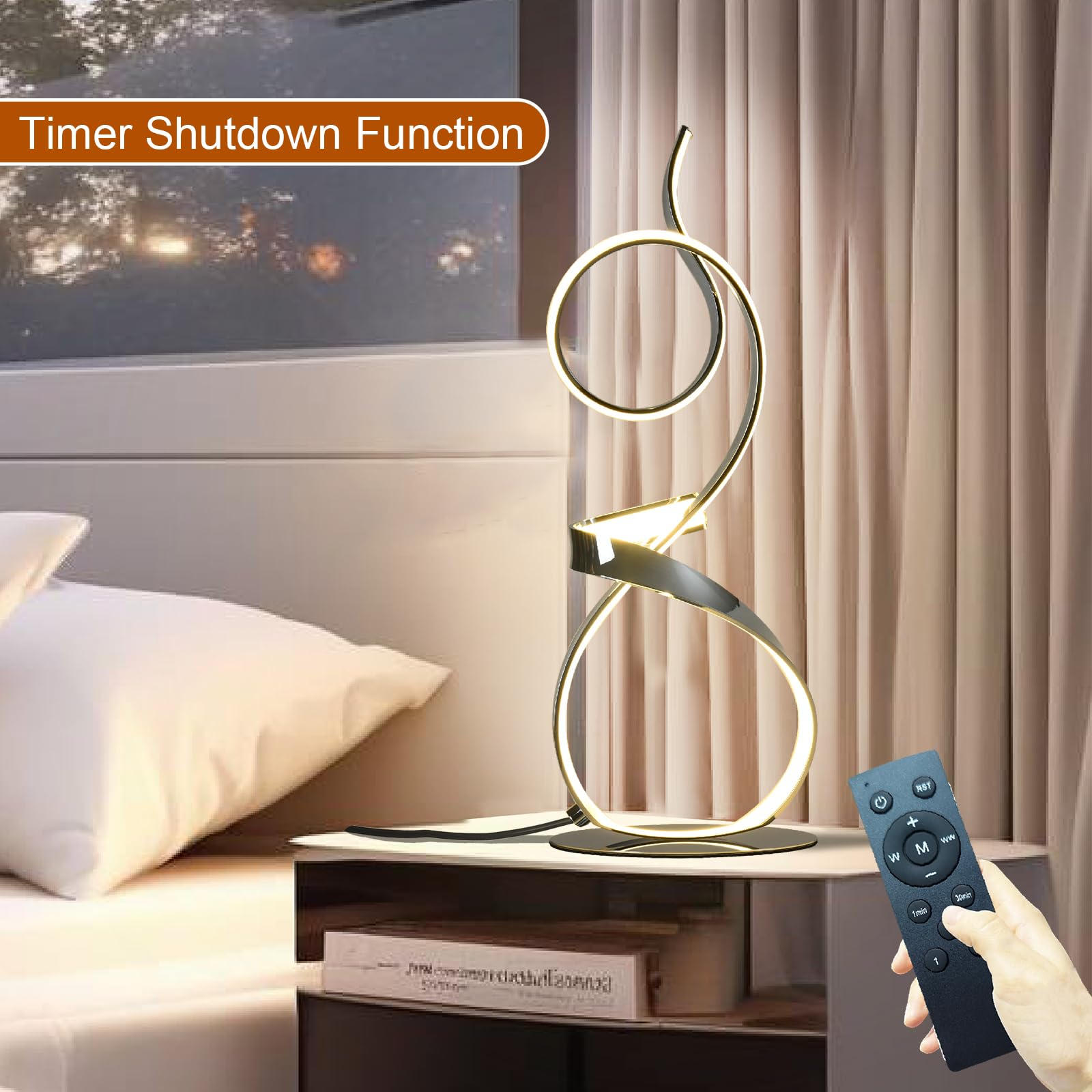 AooLiWang Modern Desk Light 21 inch 20W 2700LM Chrome Finish with Wireless Remote Control and Dimmer for Living Room, Bedroom