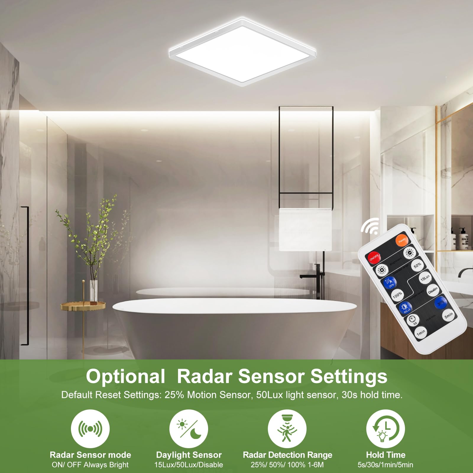 LEZOE Motion Sensor LED Ceiling Light 18W Dimmable 8.7Inch 3000K/4000K/6500K Model LZ2207