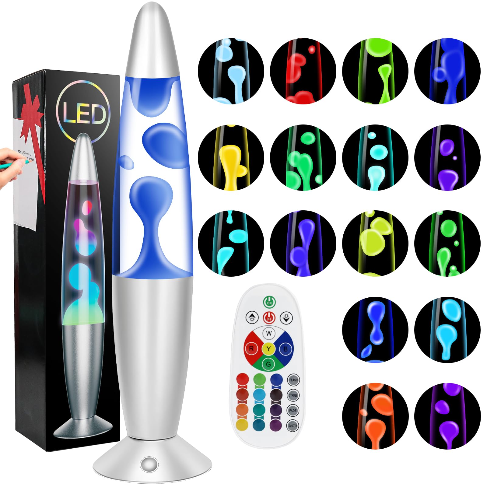 Besight Liquid Motion Lamp with Remote, 17 Color Changing Night Light, 13.5 Inch RGB LED Table Lamp for Kids & Adults, Home Deco