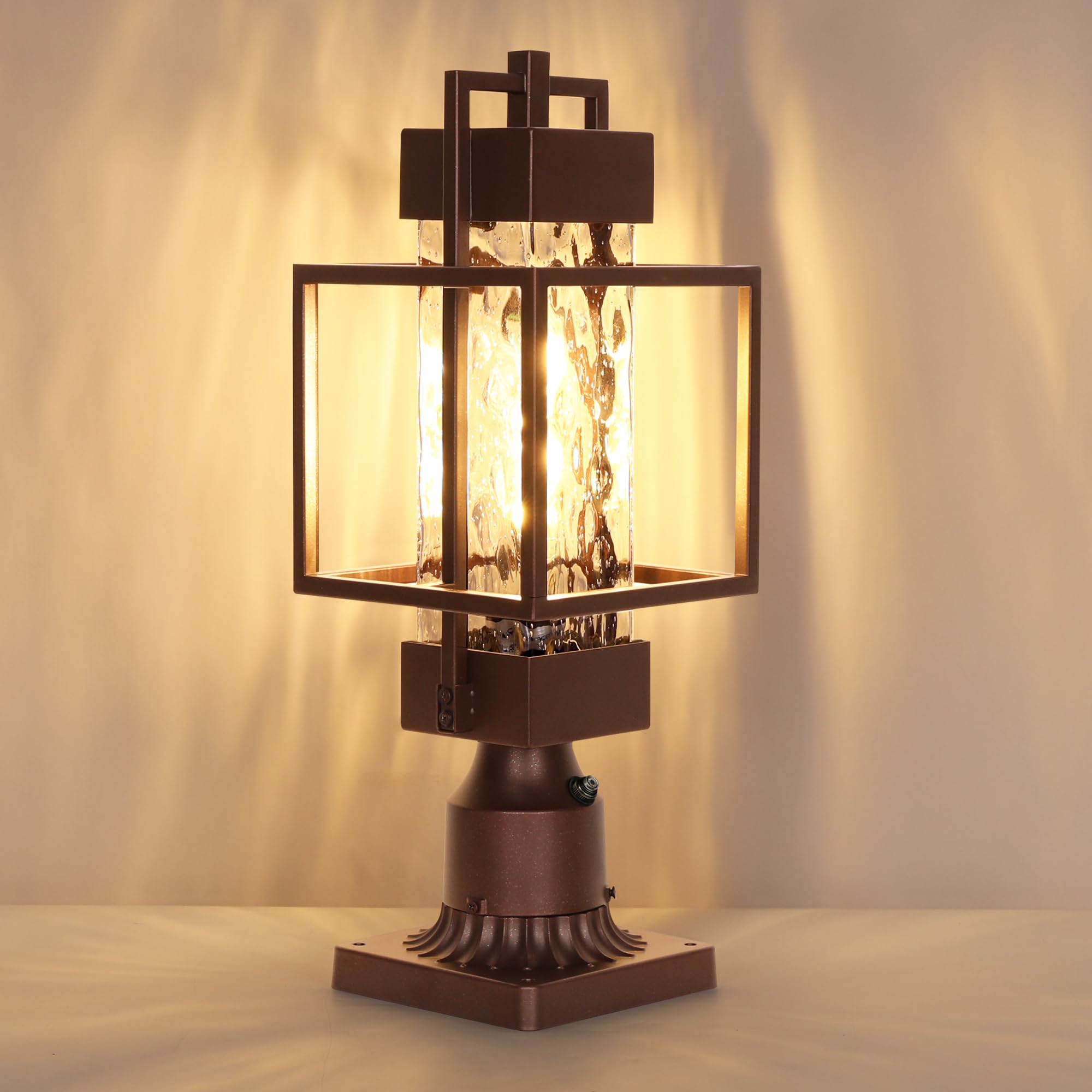 PARTPHONER 18in Outdoor Post Light Fixture, Waterproof Aluminum, Bronze, Model PAPO034AZ1