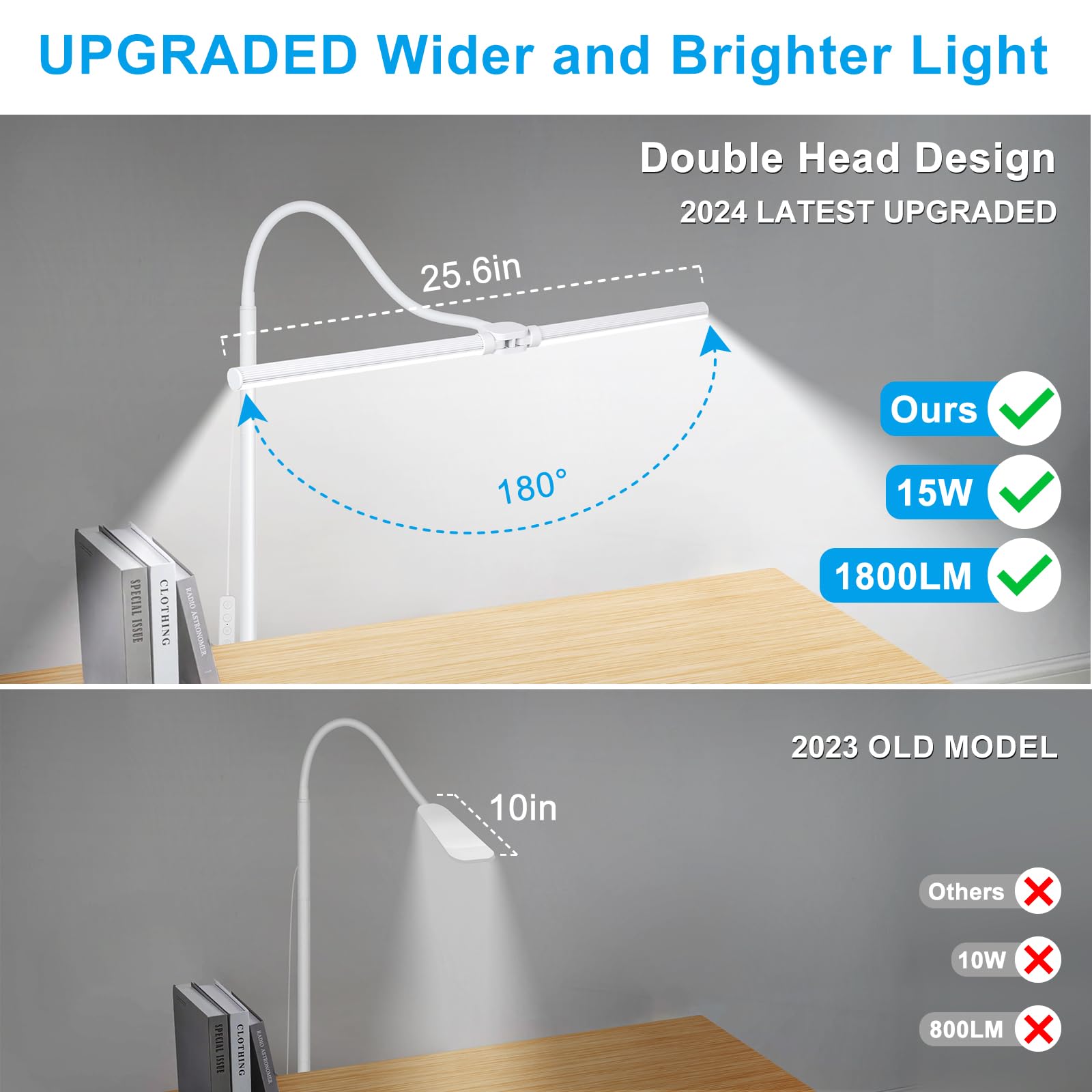 White Floor Lamp, 15W/1800Lm Bright Led Floor Lamp For Living Room, Adjustable Gooseneck Dimmable Standing Office Task Lamp For