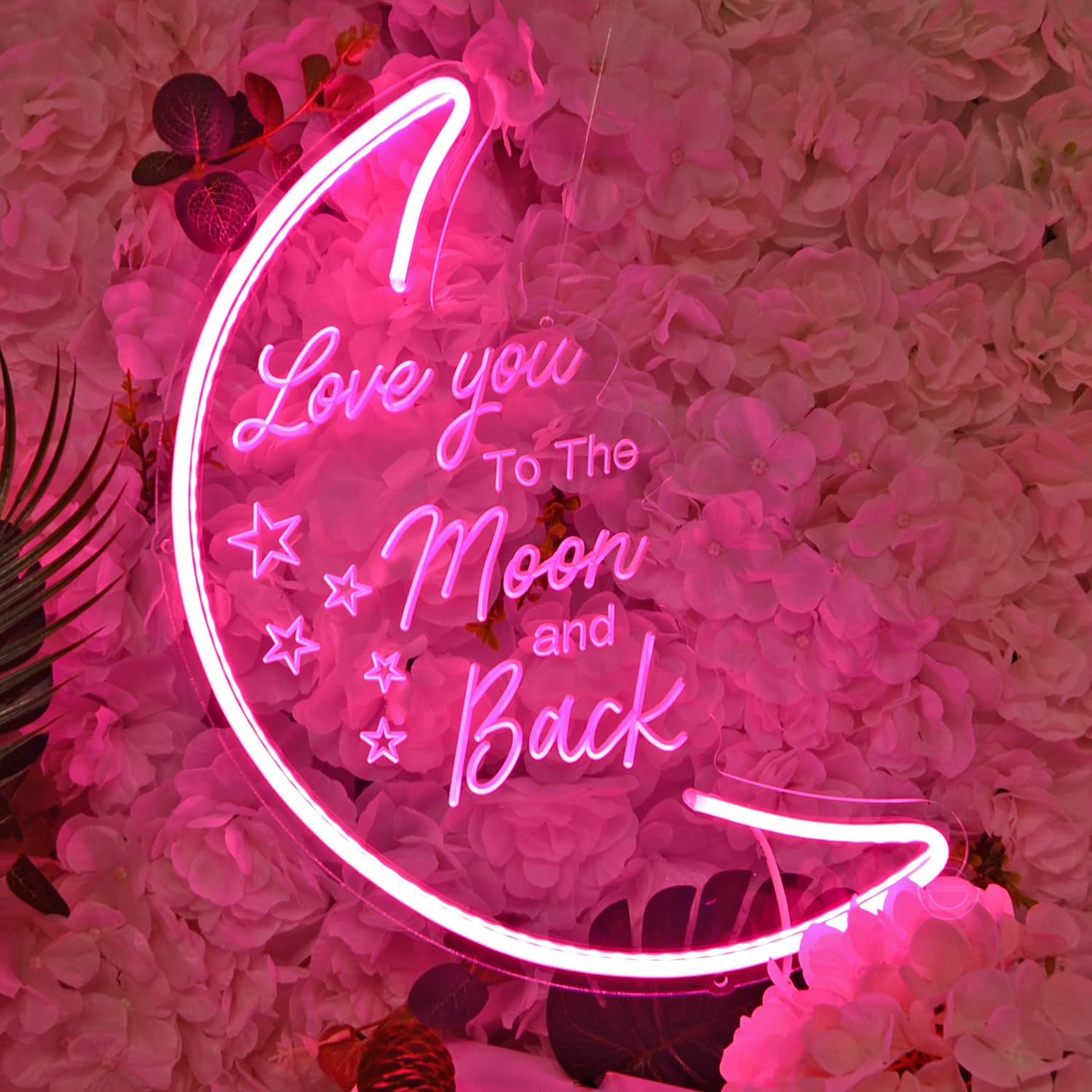 Britrio LED Moon Neon Light Sign, Acrylic, 15.75inx10.24in, Pink, Model KJX-MOONBACK15PK, Night Light Home Decor for Kids Bedrooms