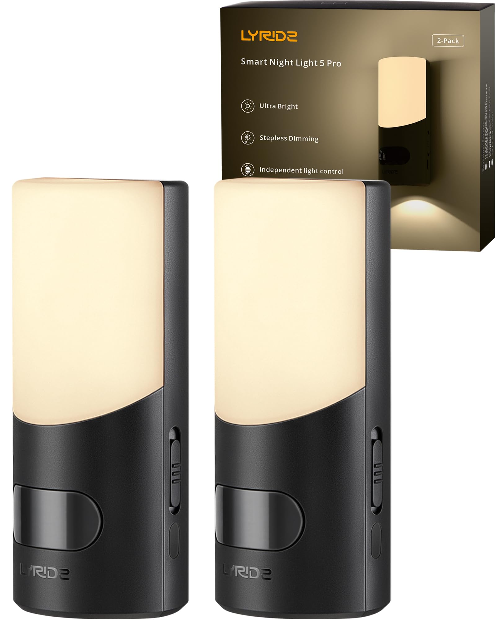 Lyridz Rechargeable Night Light with Motion Sensor, Stick-on 1-50LM Dimmable LED Nightlight for Bathroom, Bedroom, Stairs, Hallw