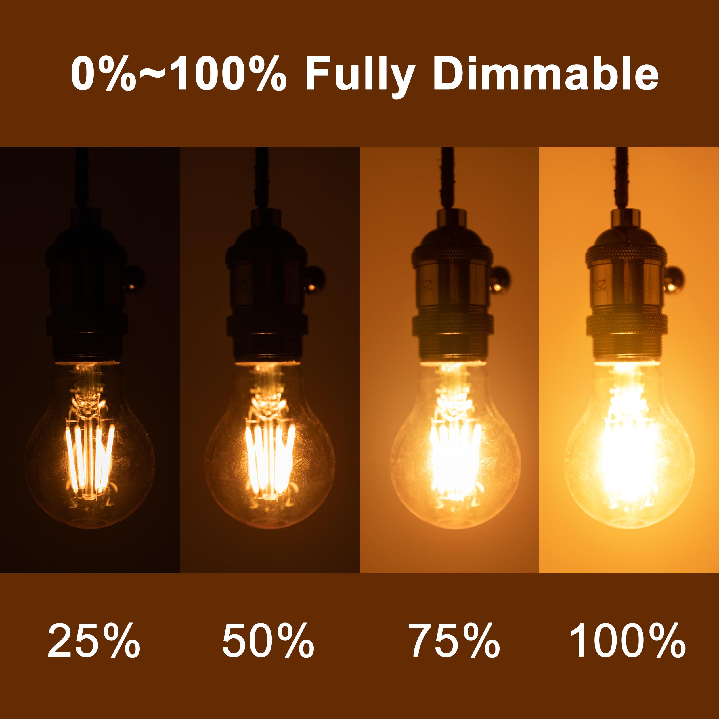 Runquiz 2200K Led Light Bulb,Vintage A19 Edison Bulbs,Dimmable Amber Warm White Tone Light Bulb,Antique Led Filament Light Bulbs