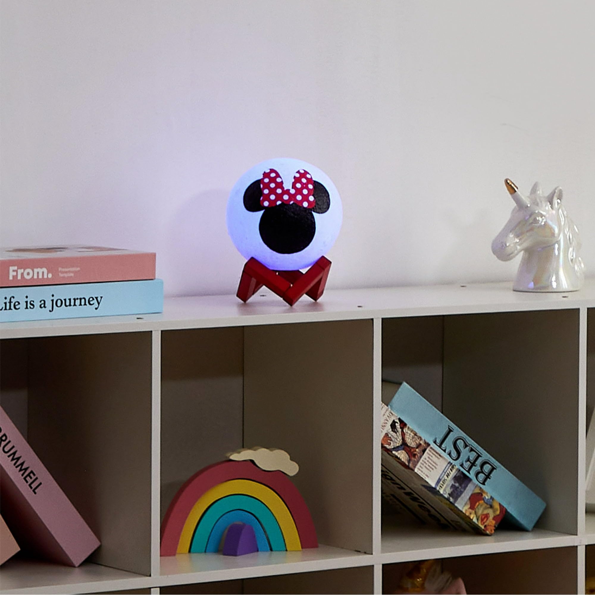 Idea Nuova Disney Minnie Mouse 6&quot; Led Color Changing Moon Light,Battery Or Usb Operated