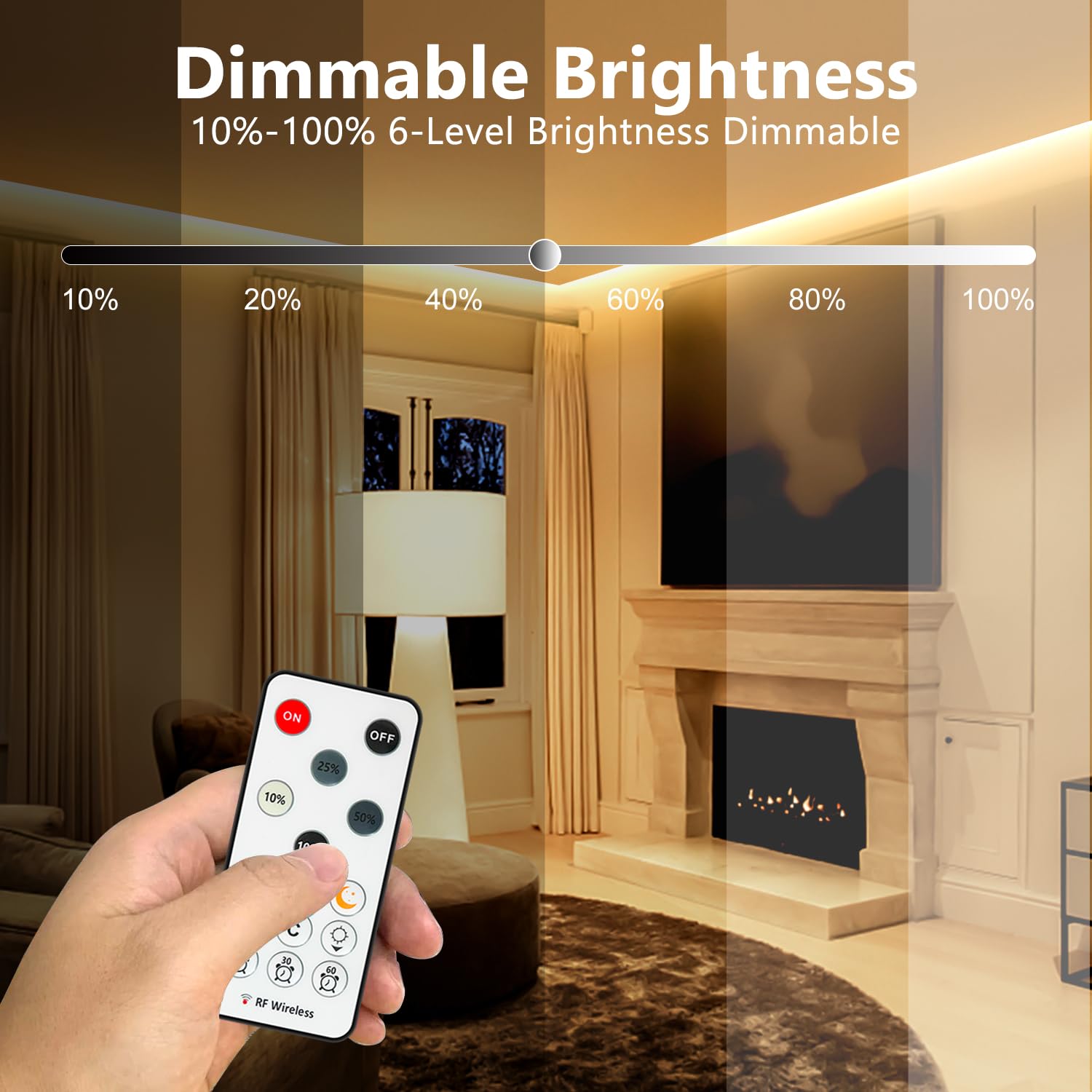 Wefomey 65.6Ft Cob Led Strip Light With Remote  3000K Dimmable Bright Warm White Led Lights Strip  Flexible Dc24V Led Tape Light For Bedroom  Kitchen  Diy Lighting (2 Rolls Of 32.8Ft)