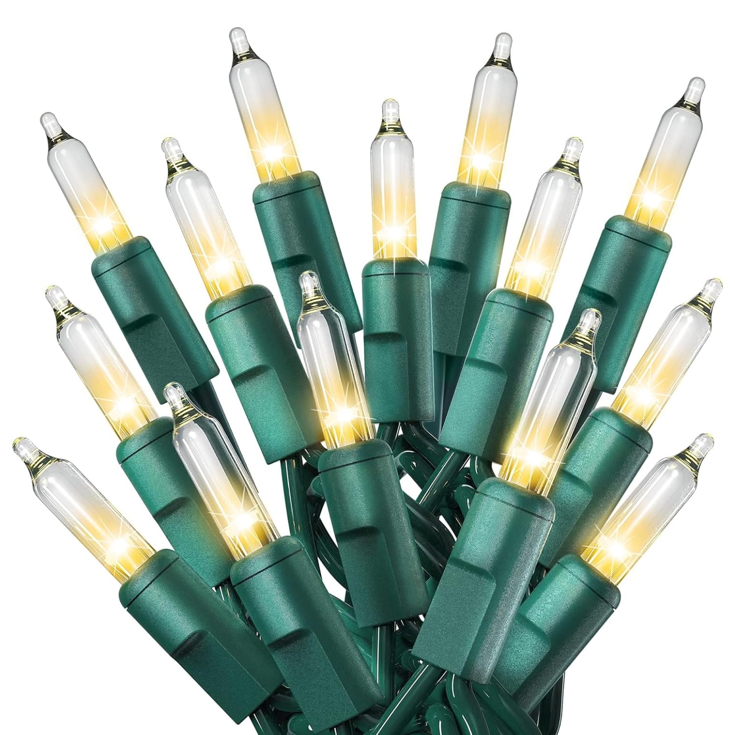 Prextex 300 Count Clear Christmas Tree Lights With Green Wire - 60 Ft Warm White Twinkle Lights For Indoor Or Outdoor Use - Holi