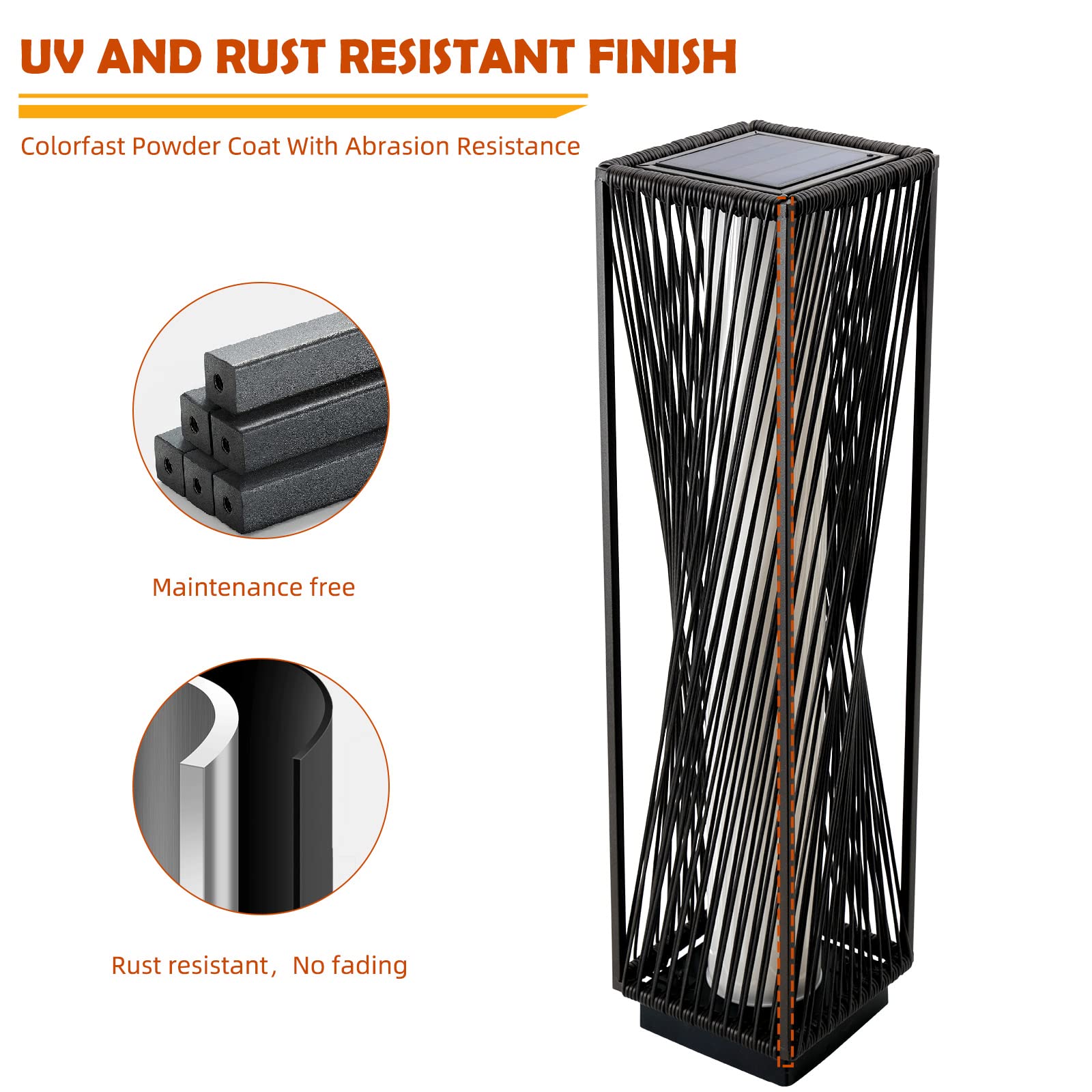 Solar Yard 2 Piece Outdoor Solar Floor Lamp Resin Wicker Solar Light Outdoor Waterproof For Yard, Garden, Pathway, Deck, Dazzle