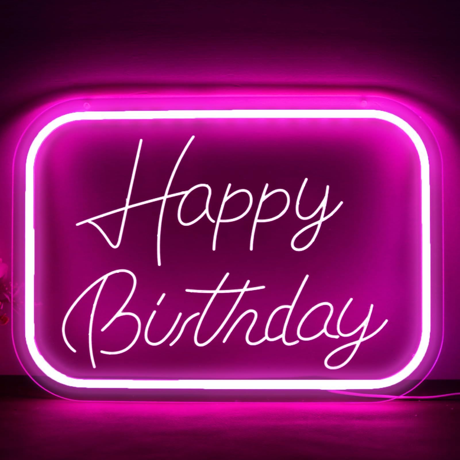 Qbanziou Happy Birthday Neon Signs For Wall Decor