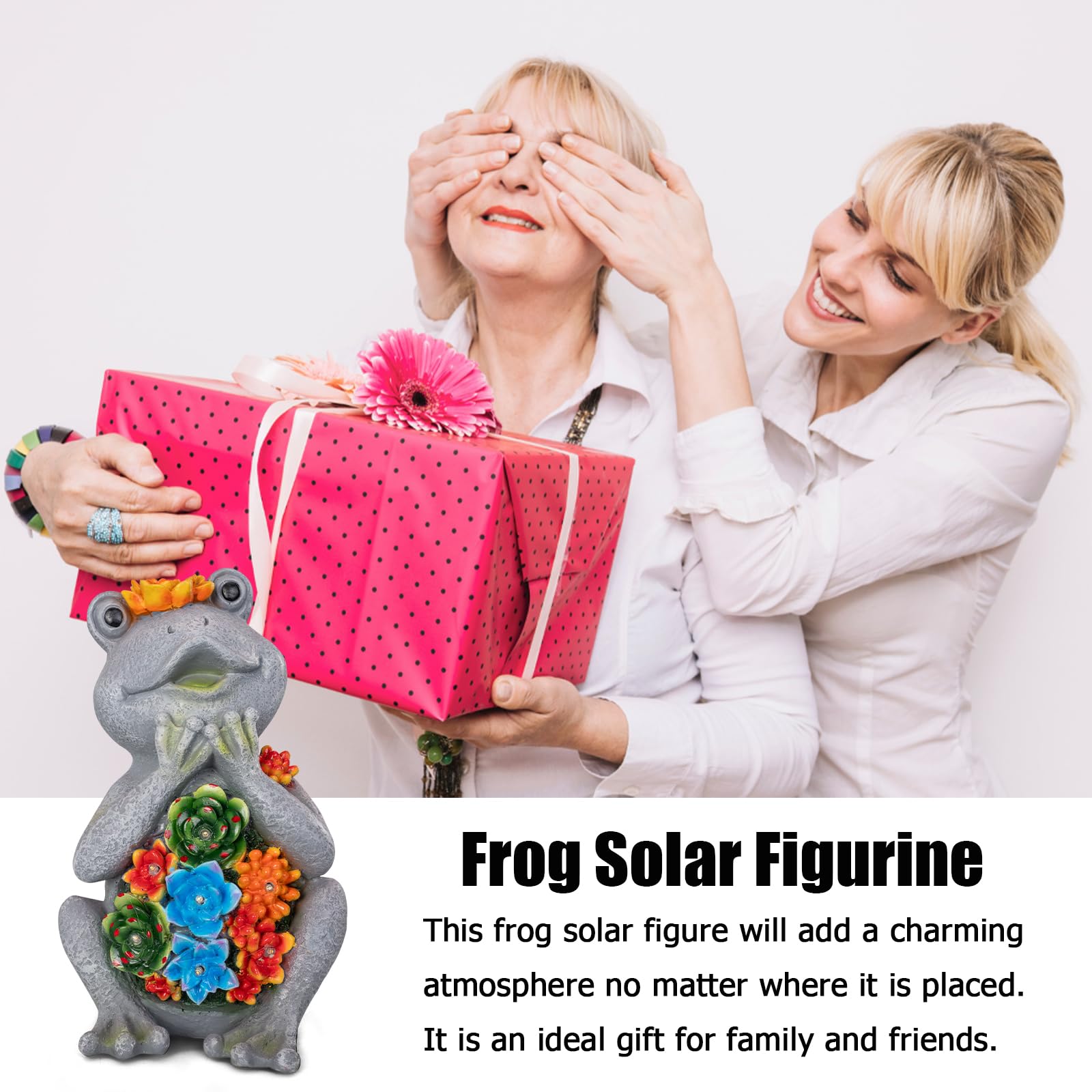 Frog Solar Figurine Light Statue Outdoor Gardening Gifts Decoration Garden Frogs Yard Decor Lamp With 8 Led Lights And Succulent Waterproof Patio Lawn Decor Housewarming Frog Gifts For Women