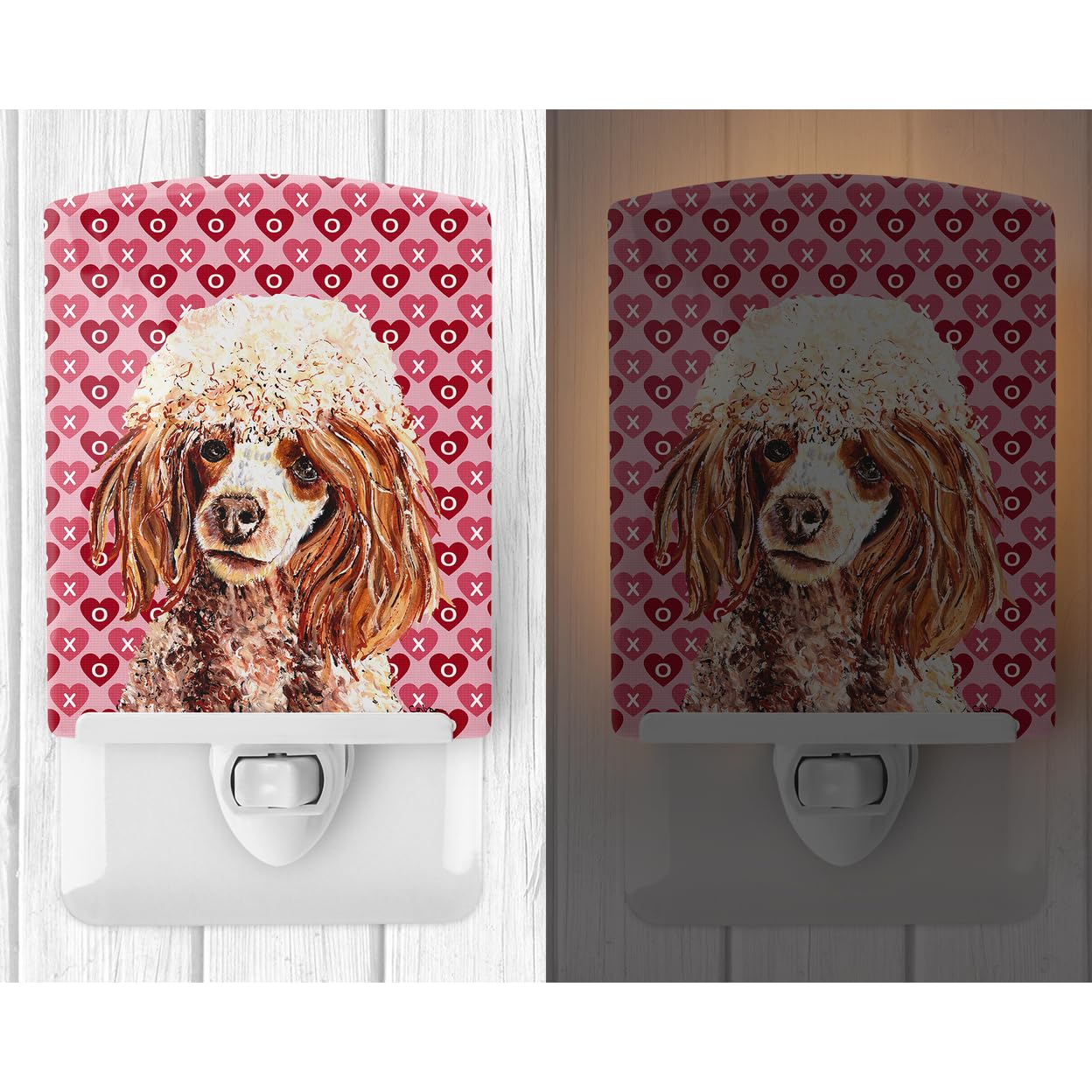 Carolines Treasures Ceramic Night Light, Red Miniature Poodle Design, UL-Certified, 6x4x3in, Multicolor, Model SC9699CNL
