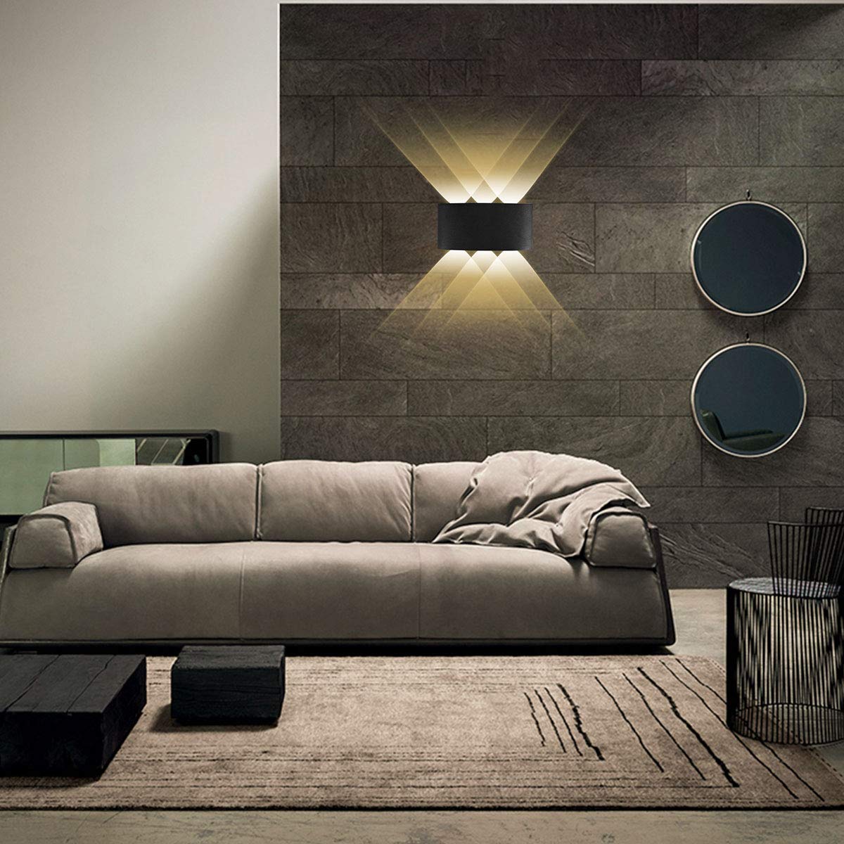 Kawell LED Wall Sconce Light, 6W Up Down, Matte Black-Warm White, Model 33-AU556-BK-WW, Indoor Outdoor for Bathroom, Porch, Garden