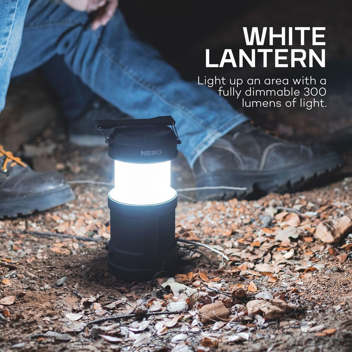 NEBO BIG Poppy Lantern, Flashlight & Power Bank | 300 Lumens, 15 Hours Run Time, Rechargeable LED Spotlight, Pop-Up Flame Emulat