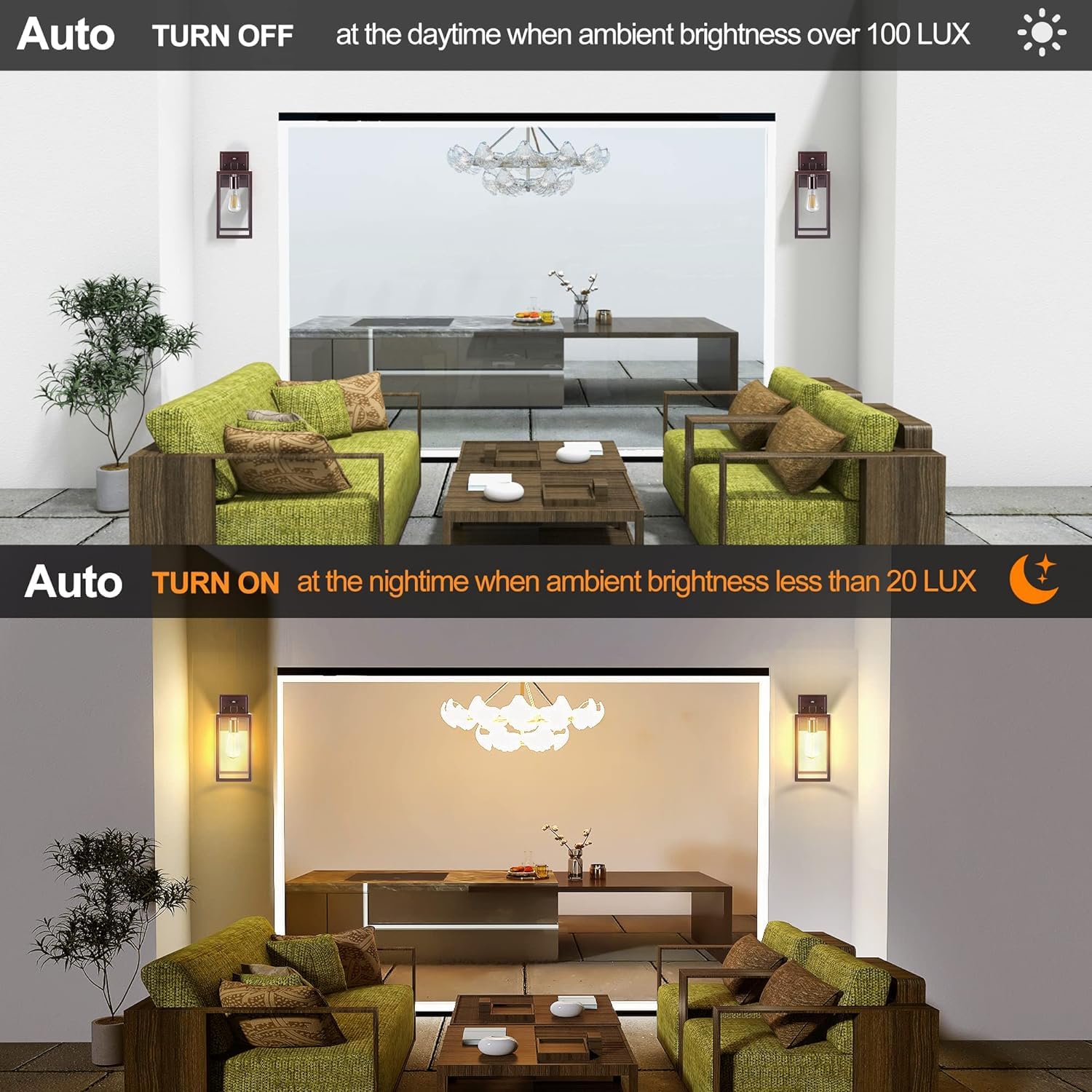 Dusk To Dawn Outdoor Lighting Fixtures For House, Orb Sensor Porch Exterior Lights Wall Mount, Anti-Rust Wall Light, Wall Sconce
