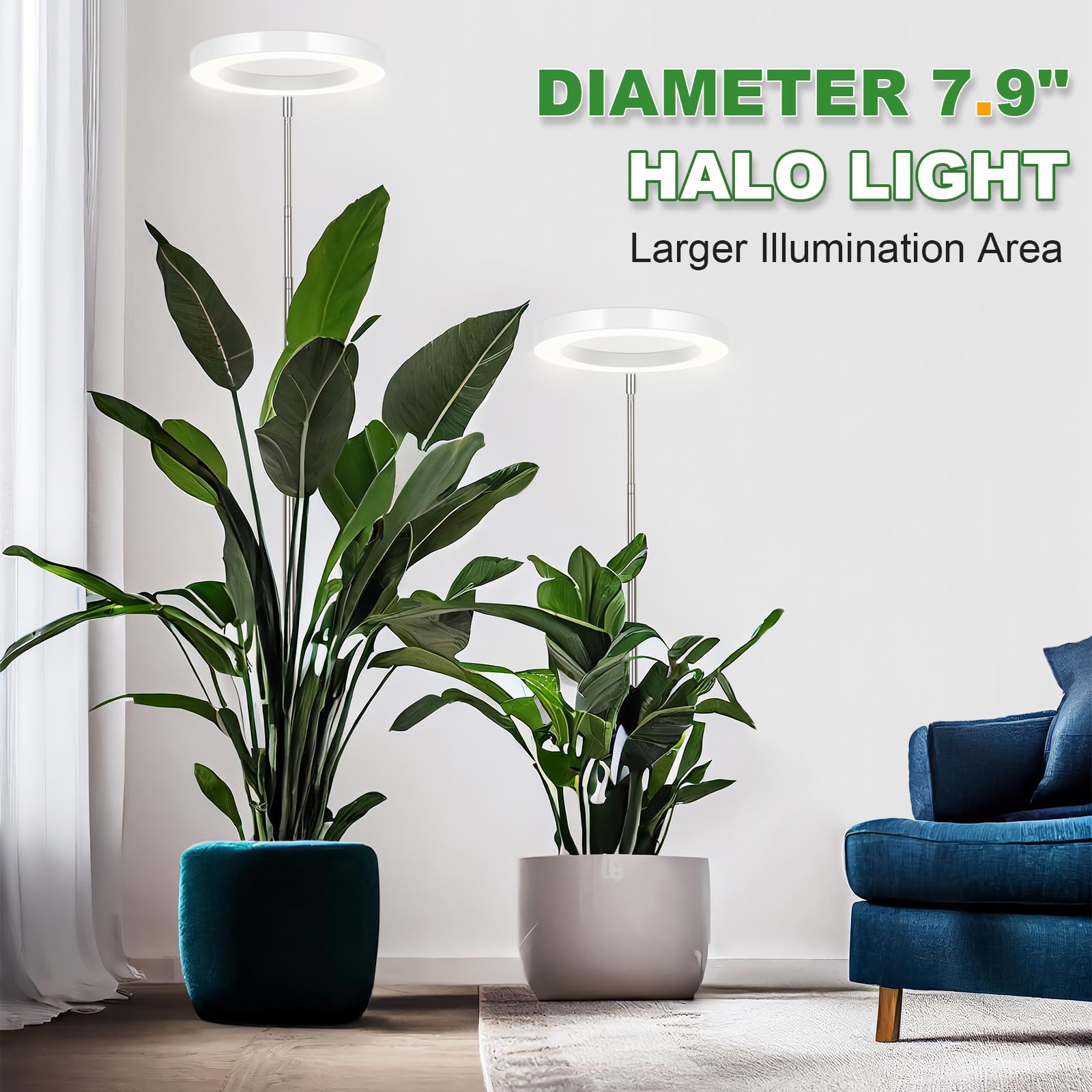 Lordem Grow Light For Indoor Plants, 7.9&quot; Full Spectrum Led Plant Grow Light, Height Adjustable Growing Lamp With Auto Timer 4H/8H/12H, 6 Dimmable Levels, Ideal For Indoor Large Tall Plants, 2 Packs