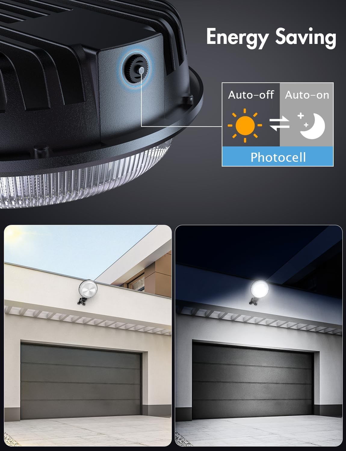 MOONTIP 150W LED Barn Light, 20000LM Dusk to Dawn, Adjustable Photocell, IP66 Waterproof, 6500K Daylight, Black - 1 Pack