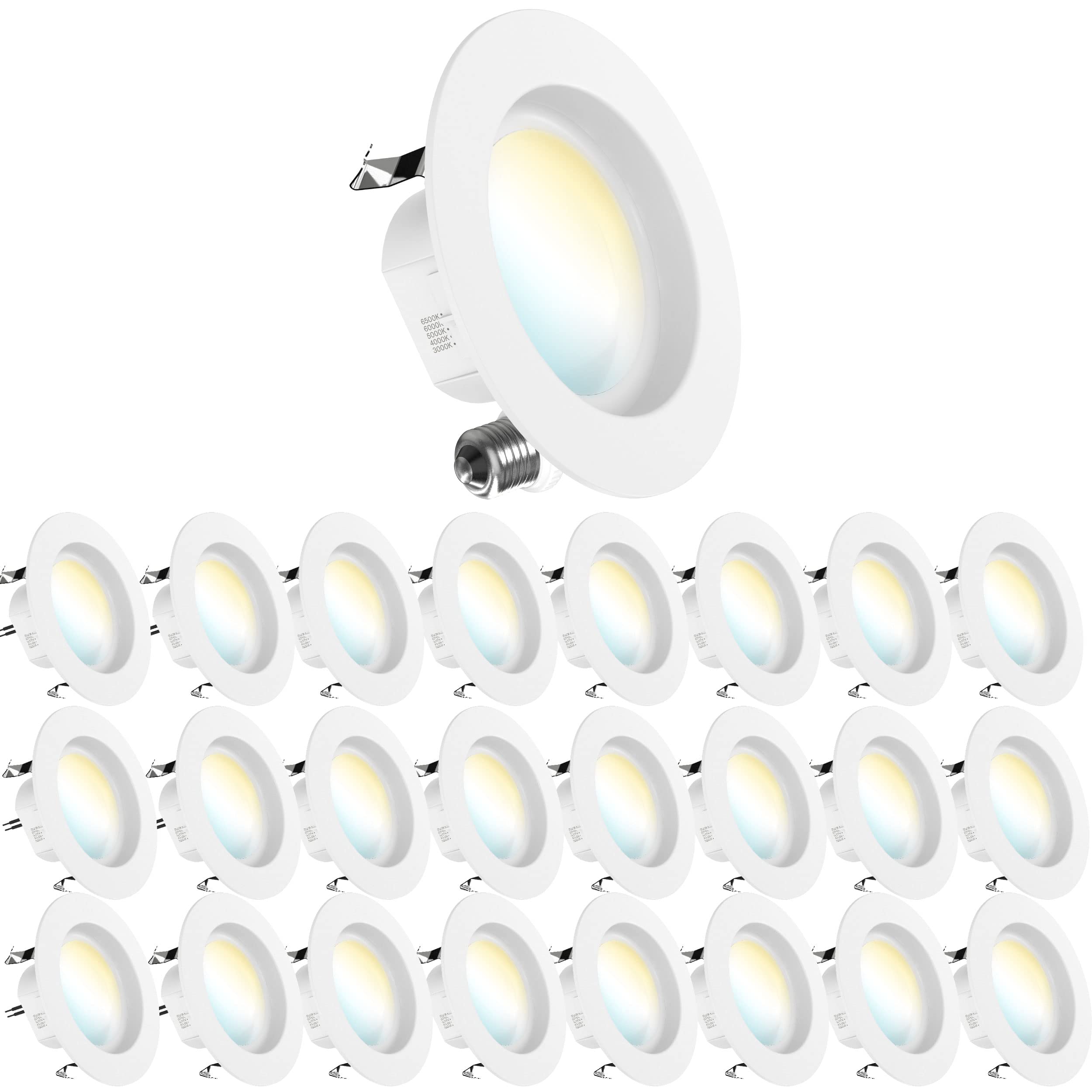 Sunco 24 Pack 4 Inch LED Recessed Lights Retrofit, Dimmable Can Lighting, 660 LM, 11W (60W Equivalent), Selectable CCT 3000K/400