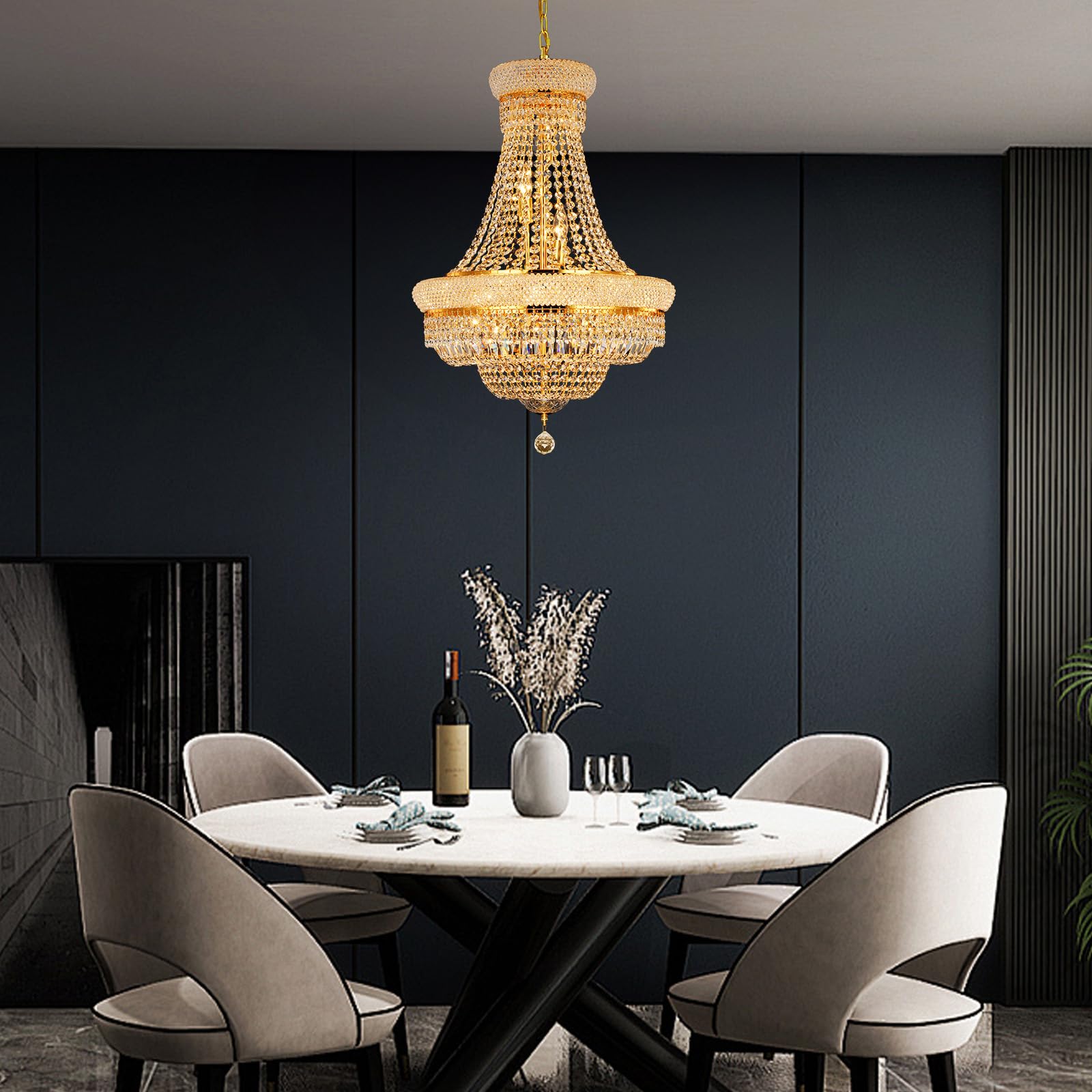 Gifarich Crystal Chandeliers For Dining Room Light Fixture