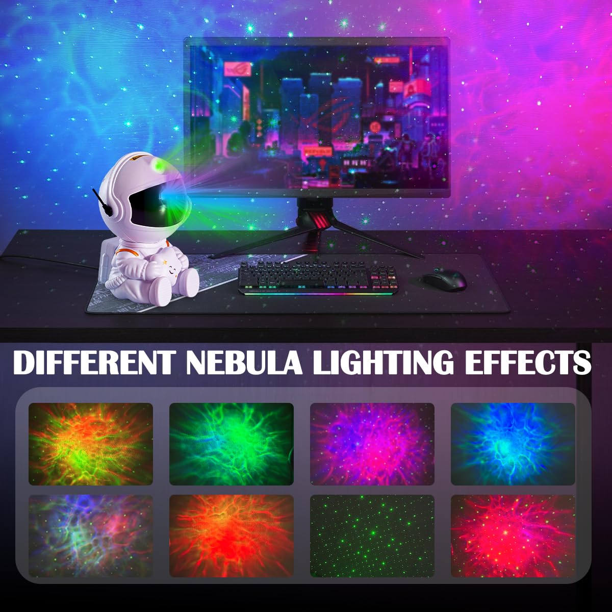 Ledholyt Astronaut Galaxy Projector, Cute Star Projector Night Light For Kids, Star Light Projector With Remote, 8 Modes 360 Adj