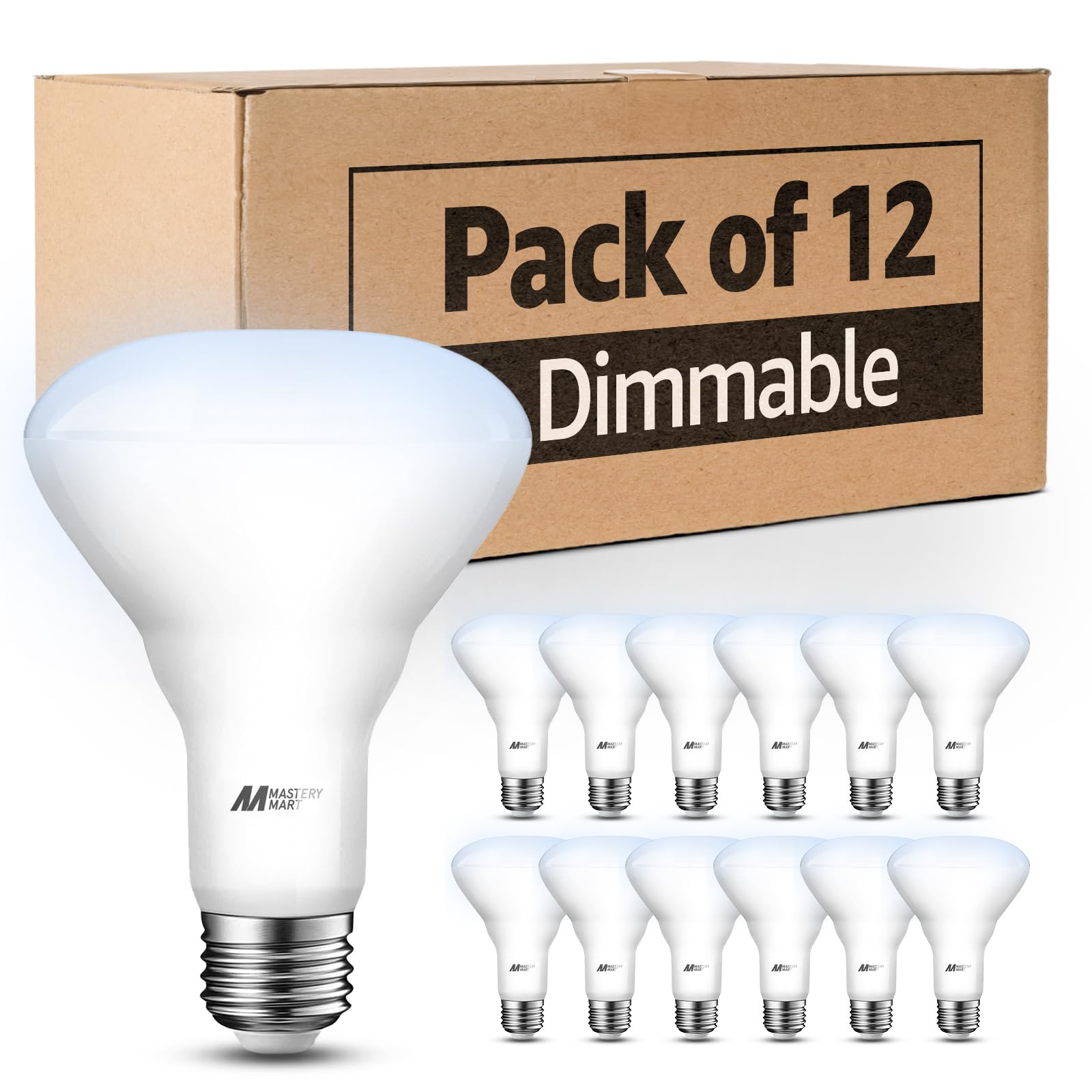 MASTERY MART 12 Pack BR30 Light Bulbs, 65W Dimmable LED Flood Light Bulbs, 10W 5000K Recessed Can Light,700 Lumens E26 Base Dayl