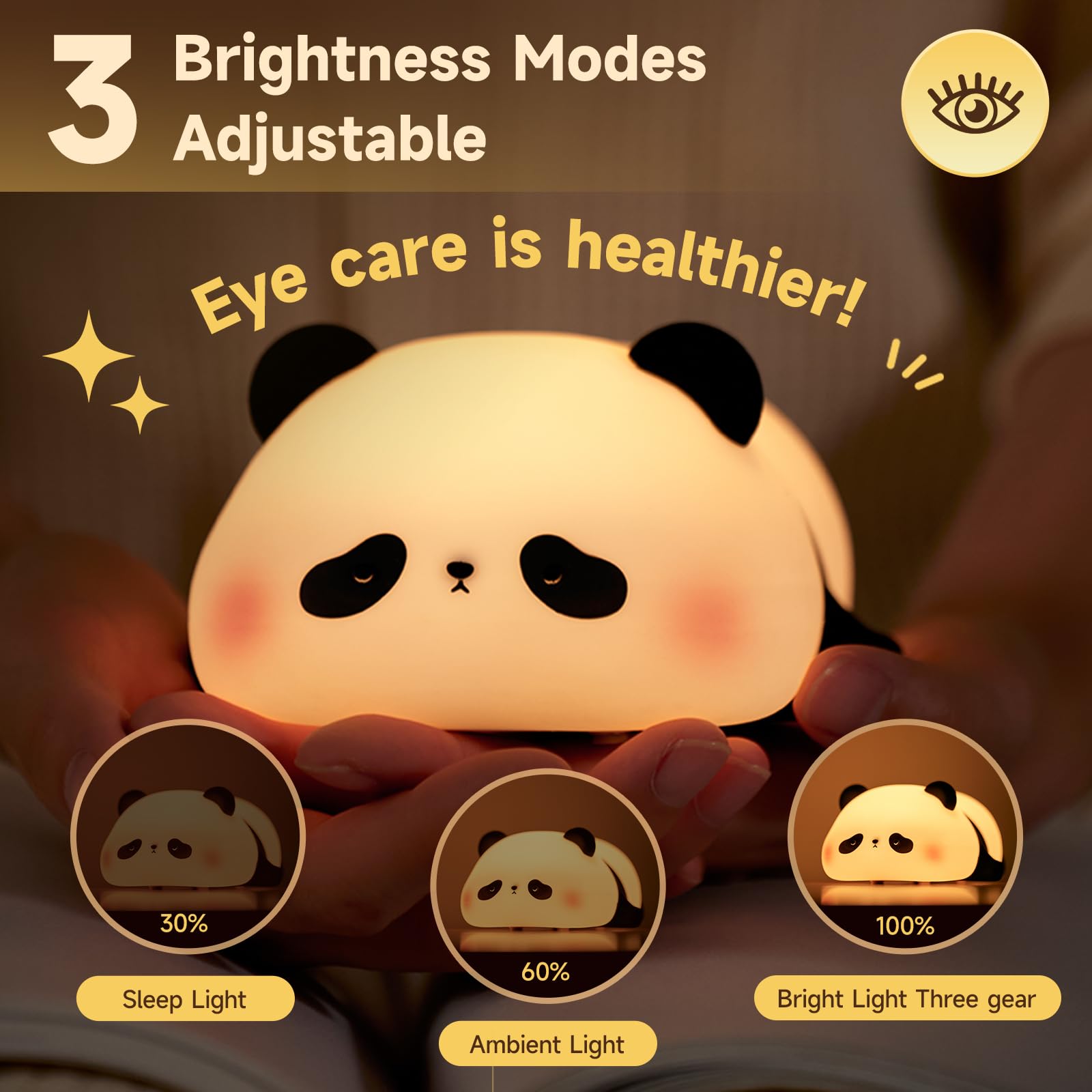 ATCTBOGFS Animal Night Light, LED Squishy Panda Lamp for Kids, Nursery Decor, Model Panda001