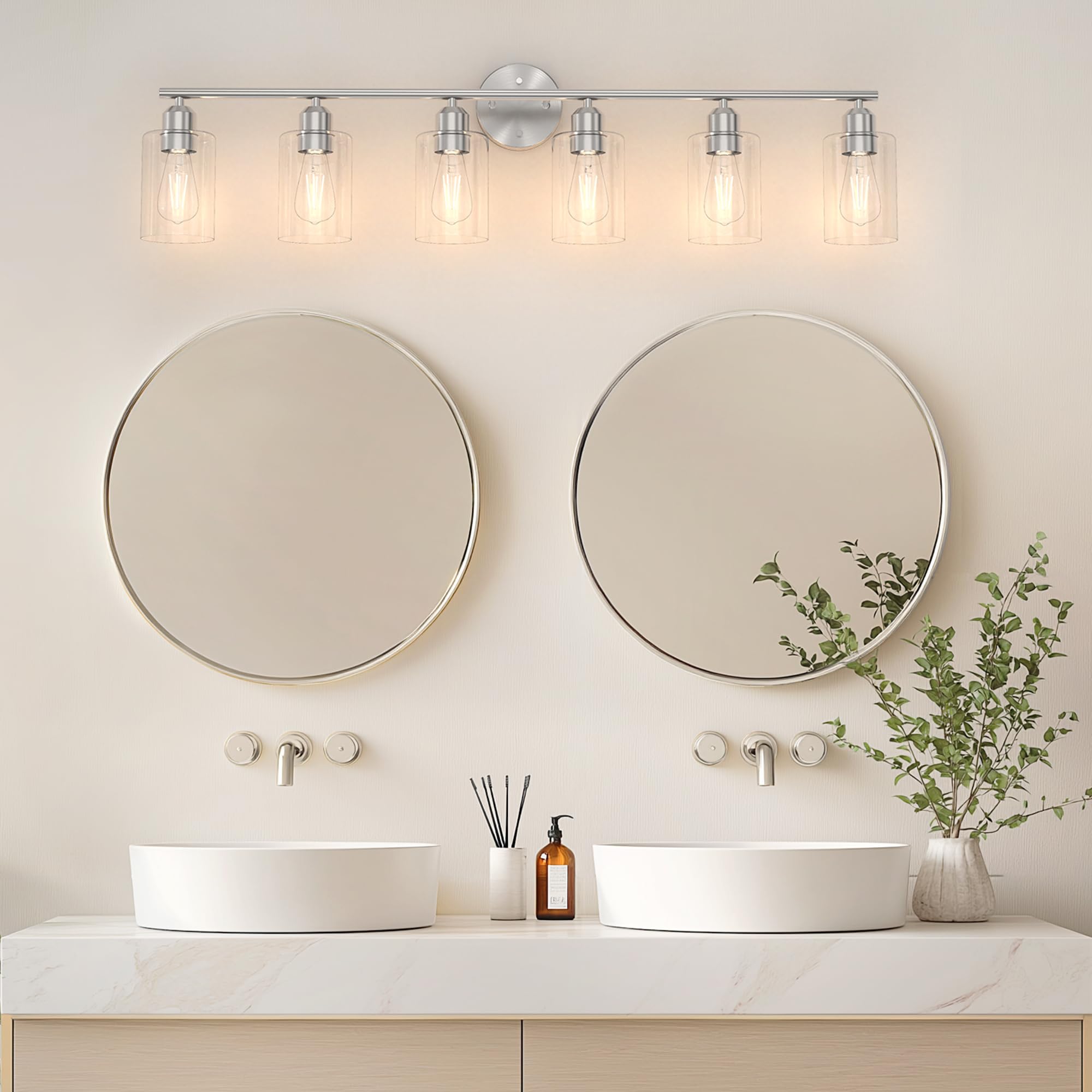 Espird Bathroom Vanity Light Fixtures, 6 Lights, Brushed Nickel, UL Certified, Modern Wall Lighting, Model L01-6-NL