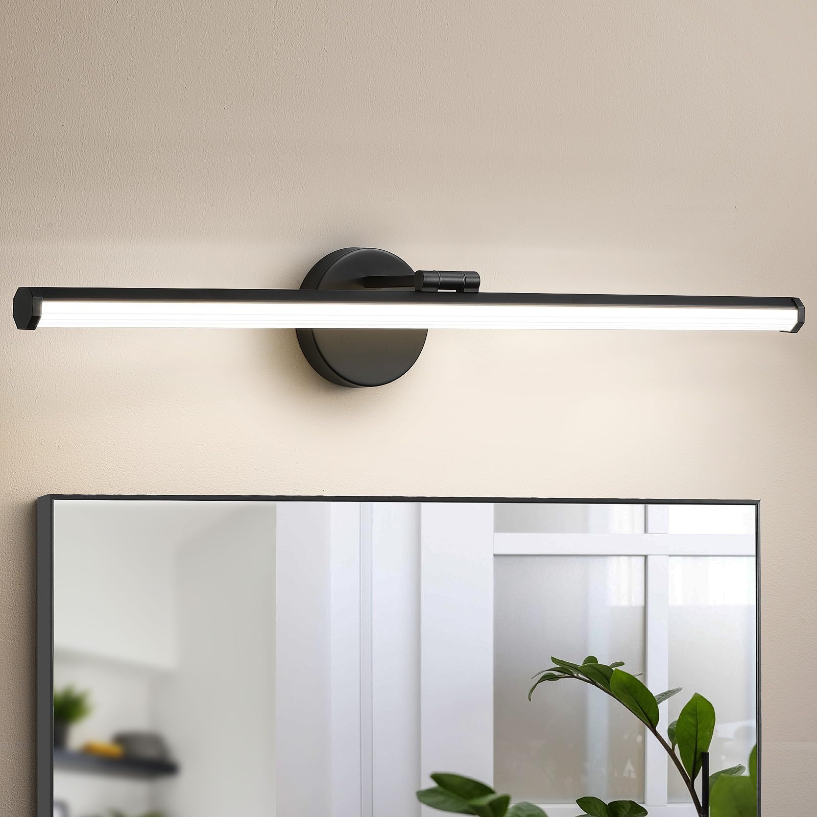 Kaisite 30 Inch Black Led Bathroom Vanity Light Fixture - Dimmable 4000K Rotatable Modern Design