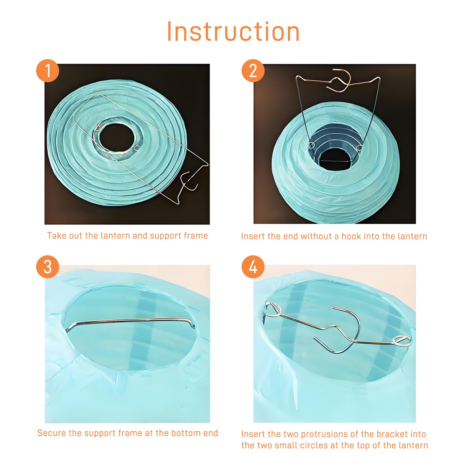 Foclover 12Pcs Peach Light Blue Ivory Hanging Round Chinese Paper Lanterns Decorative, For Decorations Thanksgiving Party Fall H