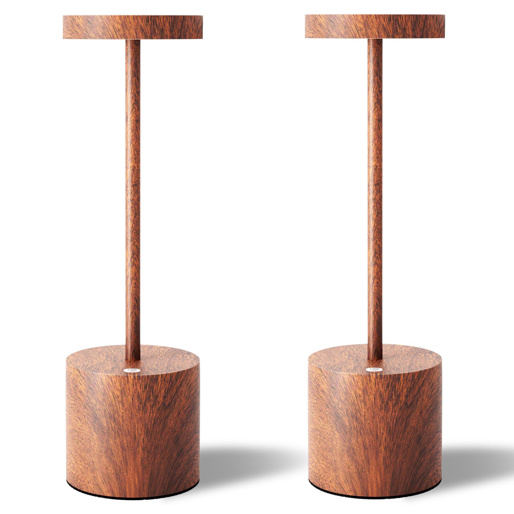 TBBGA LED Cordless Table Lamps Set of 2,Portable Rechargeable 5000mAh Outdoor Table Lamp,3 Color Stepless Dimming Battery Powered Lamp, Table Light for Outside/Patio/Restaurant/Home.(Wood Grain)