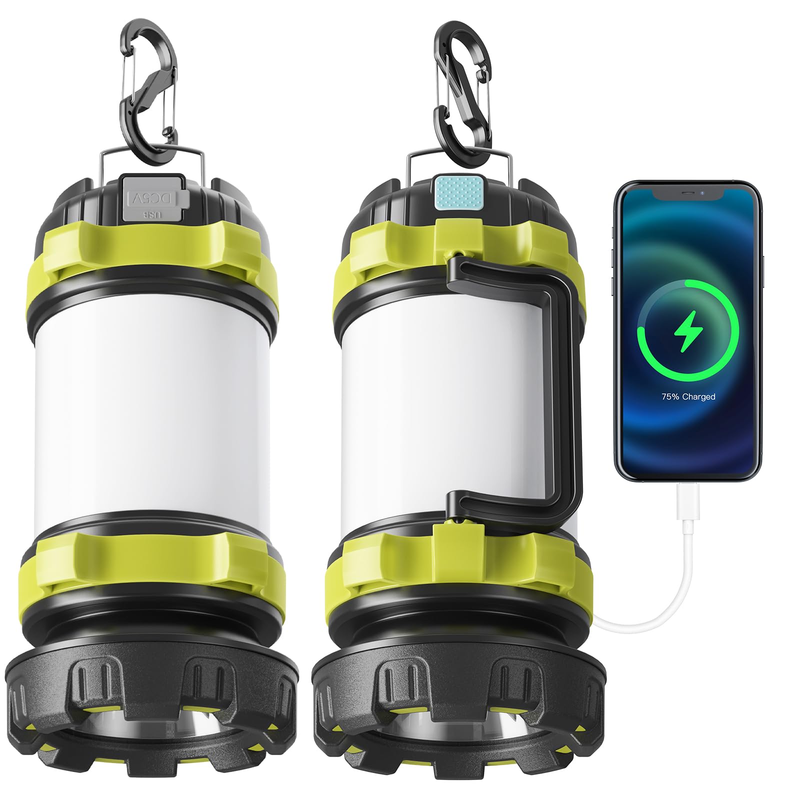 Alpswolf Camping Lantern Rechargeable, 2 Pack Camping Flashlight 4000 Capacity Power Bank,6 Modes, Led Lantern Camping, Hiking, Outdoor Recreations, Usb Charging Cable Included