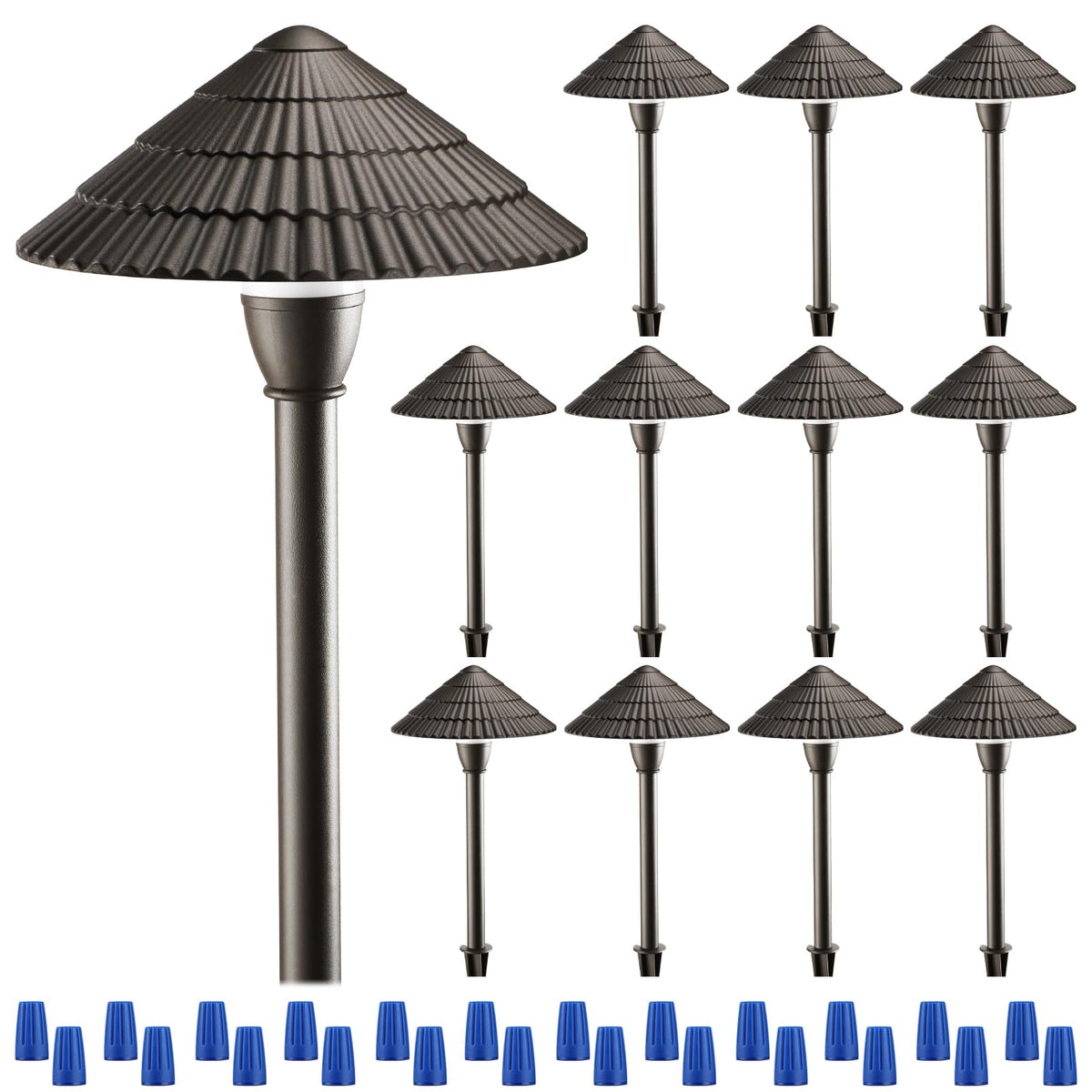 LEONLITE 12-Pack LED Low Voltage Landscape Lights 3W Cast-Aluminum Pathway Lights Low Voltage 12-24V Waterproof Landscape Path L