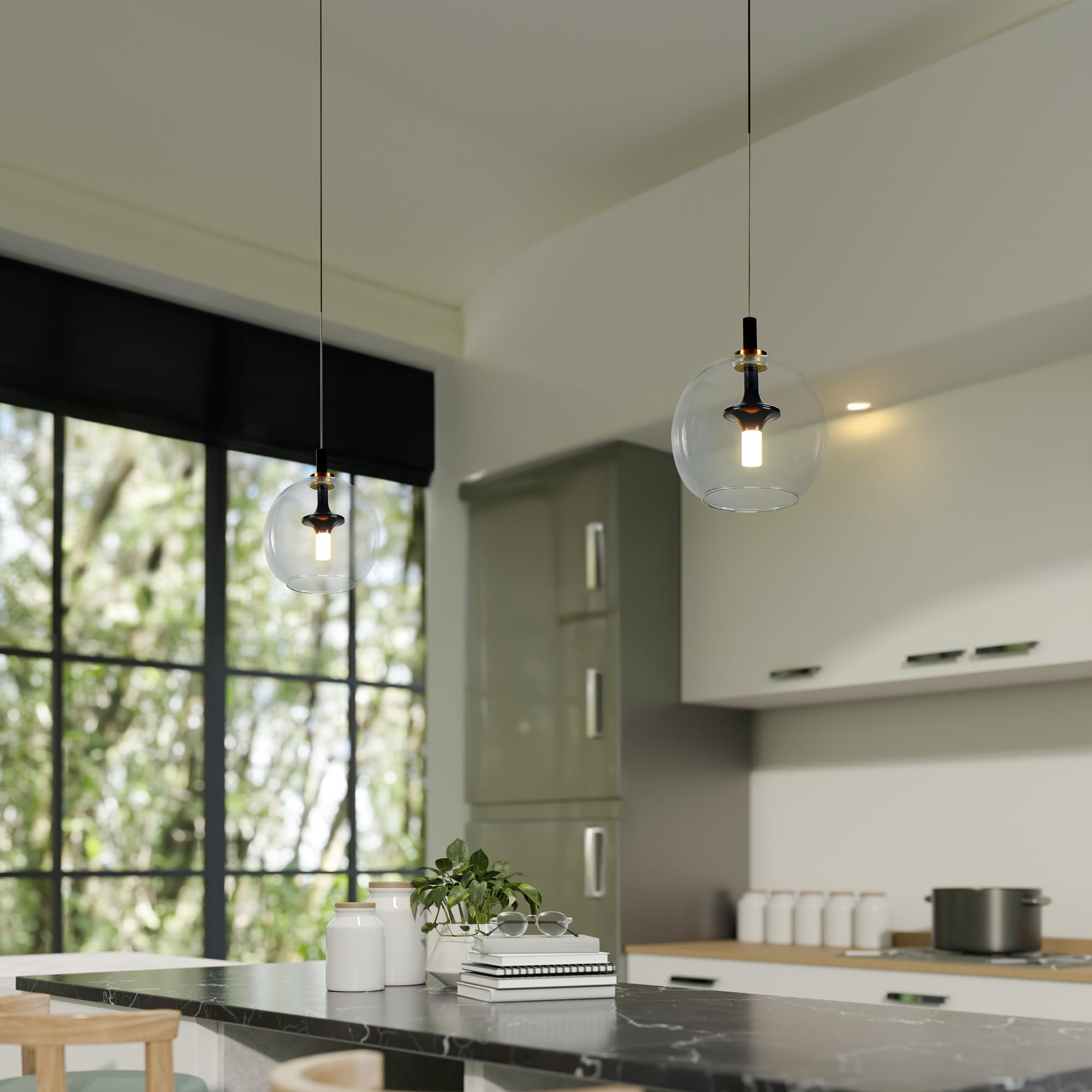 Vonn Portofino 7&quot; Led Pendant Light Fixture, Antique Brass With Glass Shade, Modern Design