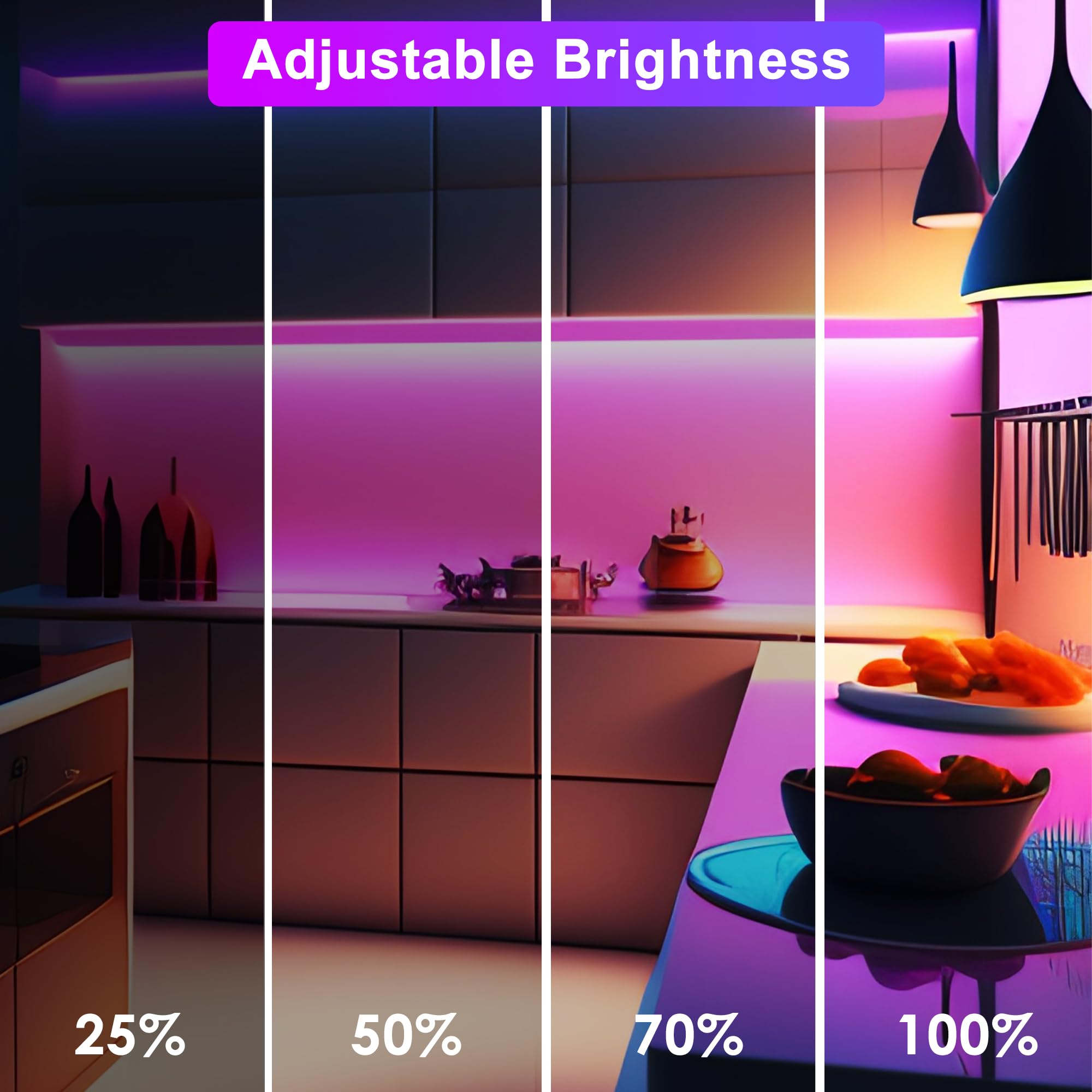 maylit Smart Under Cabinet Lights, 12" Ultra Thin, Dimmable Multicolor, 3 Pack, Aluminum
