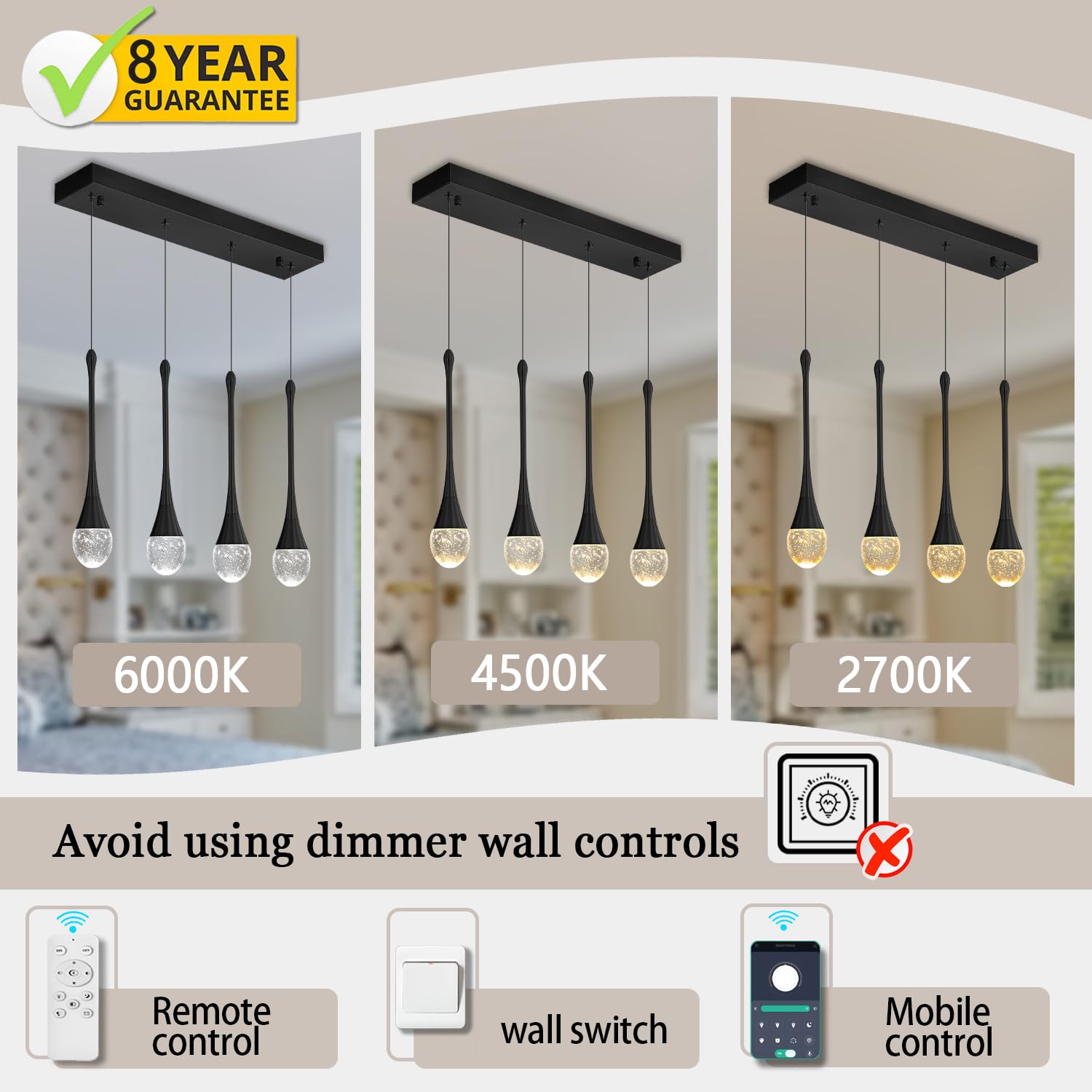 Ykolupty Dining Room Light Fixture 4-Light Black Kitchen Island Lighting Industrial Linear Crystal Chandeliers For Dining Room P